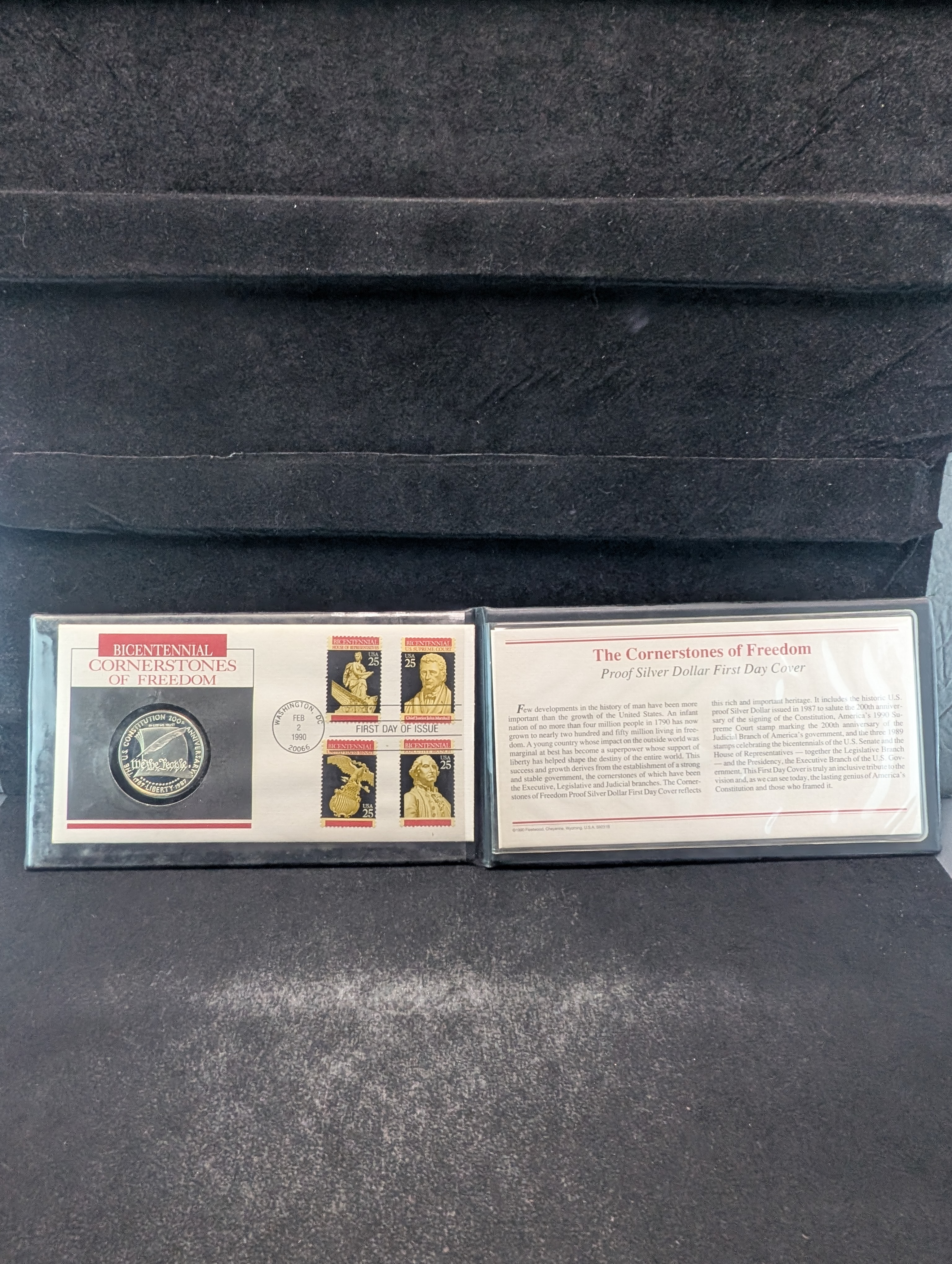 1987-S The Cornerstones of Freedom, Proof Silver Dollar First Day Cover