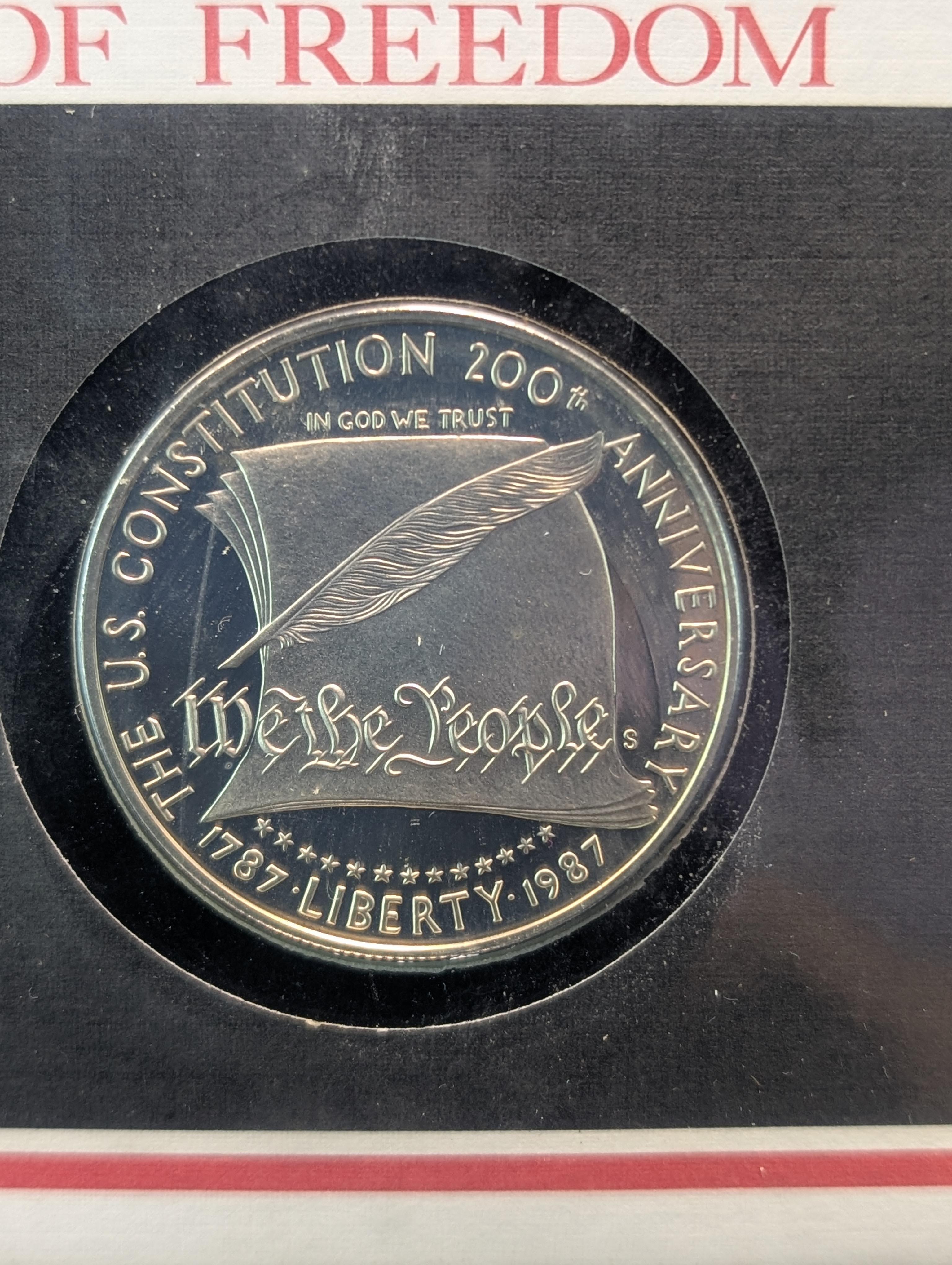 1987-S The Cornerstones of Freedom, Proof Silver Dollar First Day Cover