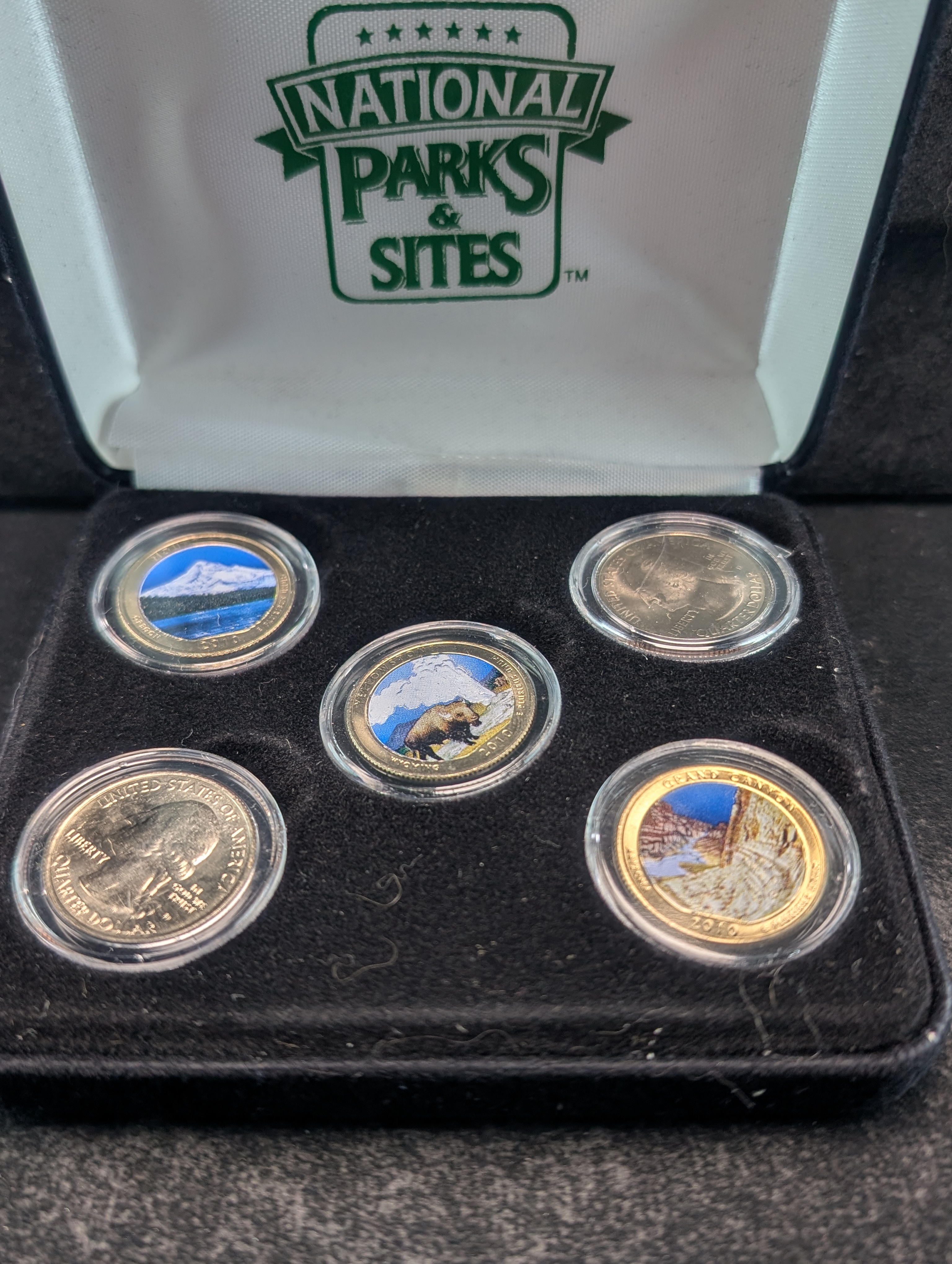 2010 Five Quarter Colorized Set, National Parks & Sites With COA