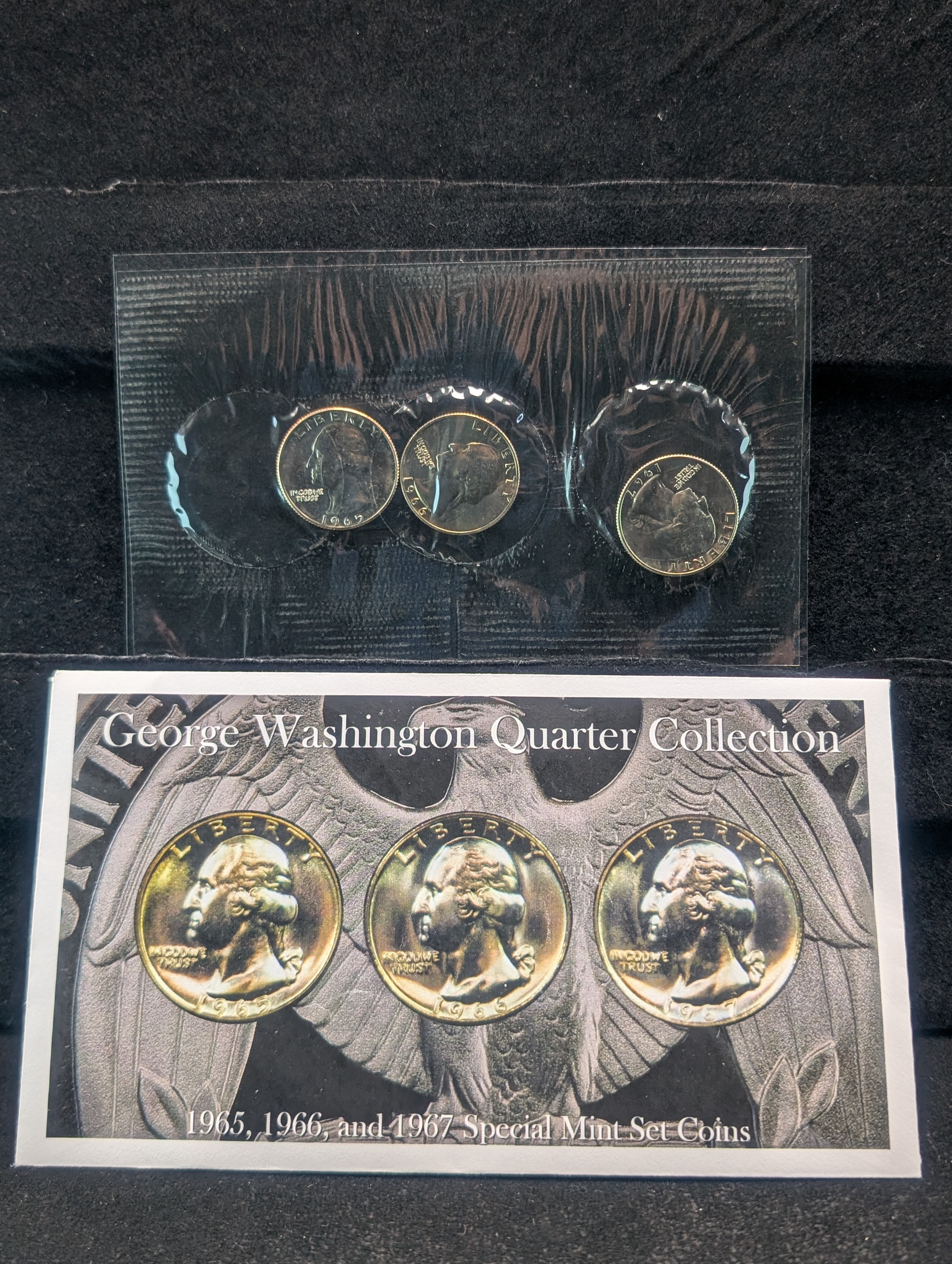 1965, 1966, & 1967 George Washington Quarter Collection Special Mint Set Coins In OGP