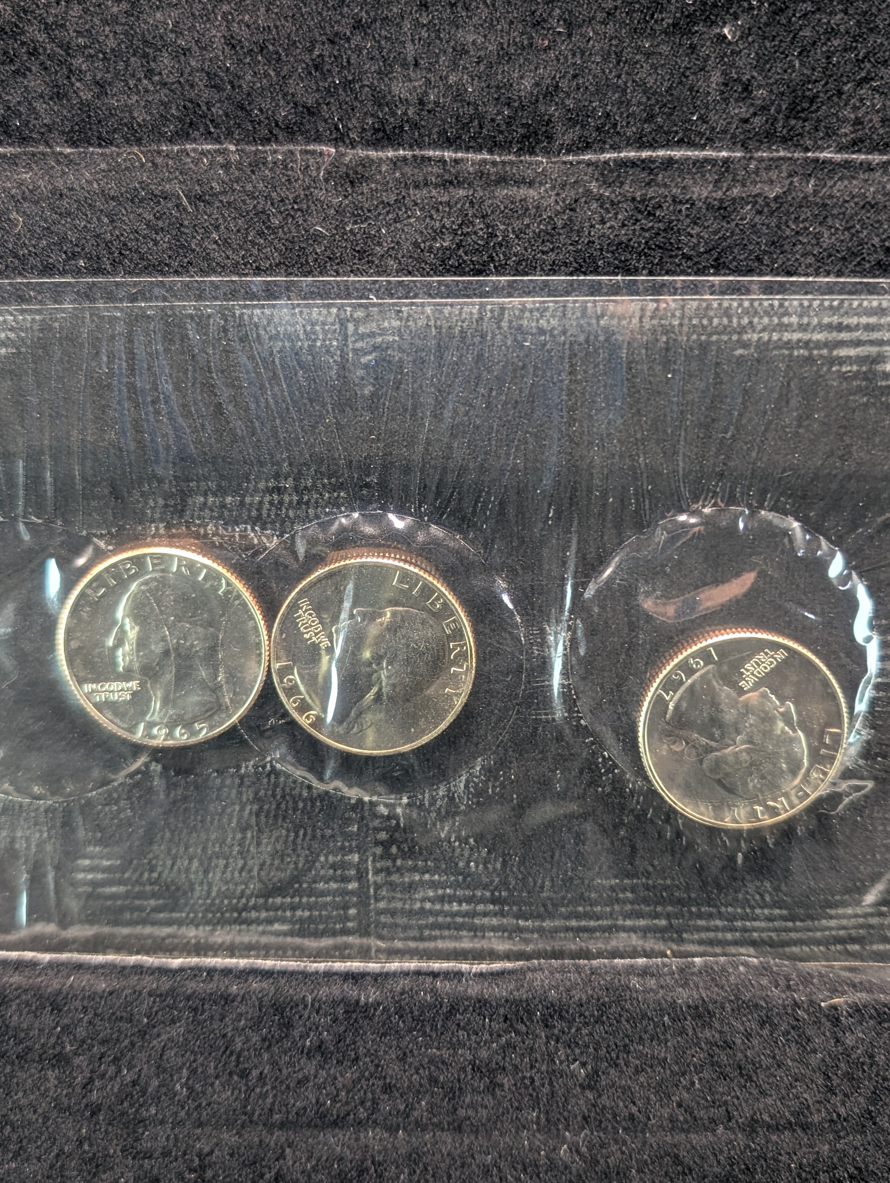 1965, 1966, & 1967 George Washington Quarter Collection Special Mint Set Coins In OGP
