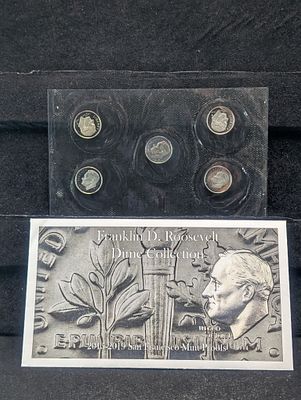 2015-2019 San Francisco Mint Proofs Roosevelt Dime Collection In OGP, 5 Dimes 