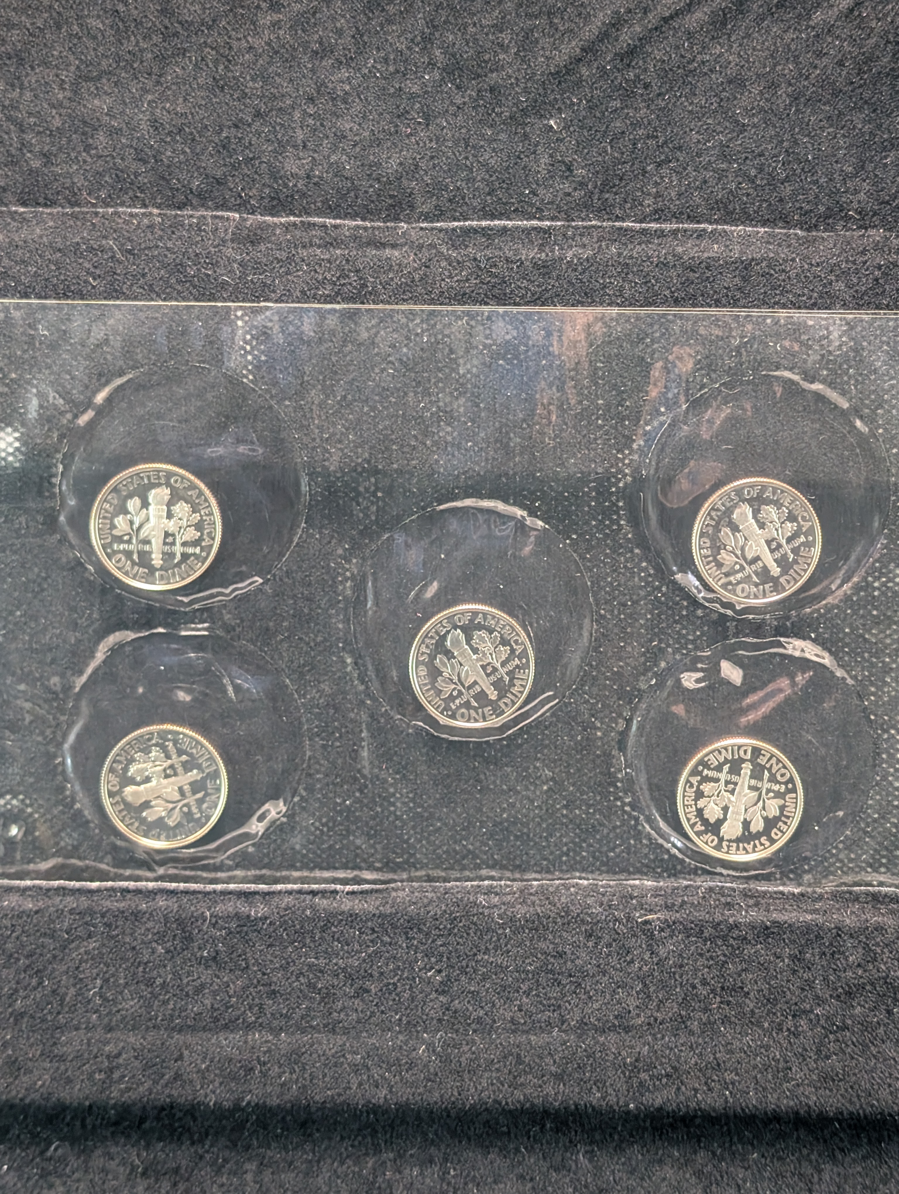 2015-2019 San Francisco Mint Proofs Roosevelt Dime Collection In OGP, 5 Dimes Total