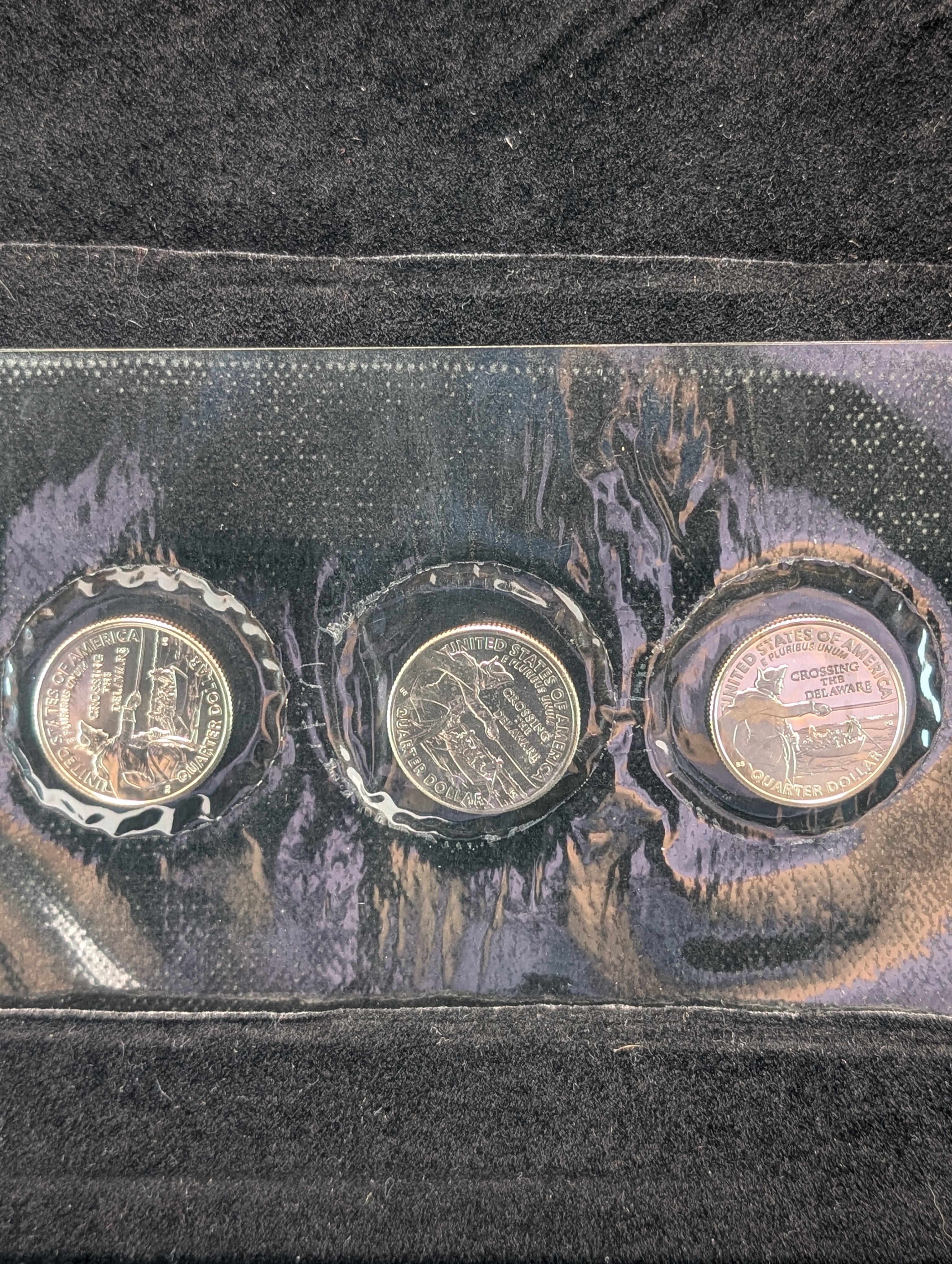2021-P, 2021-D, & 2021-S Proof George Washington Crossing The Delaware Quarter Collection In OGP
