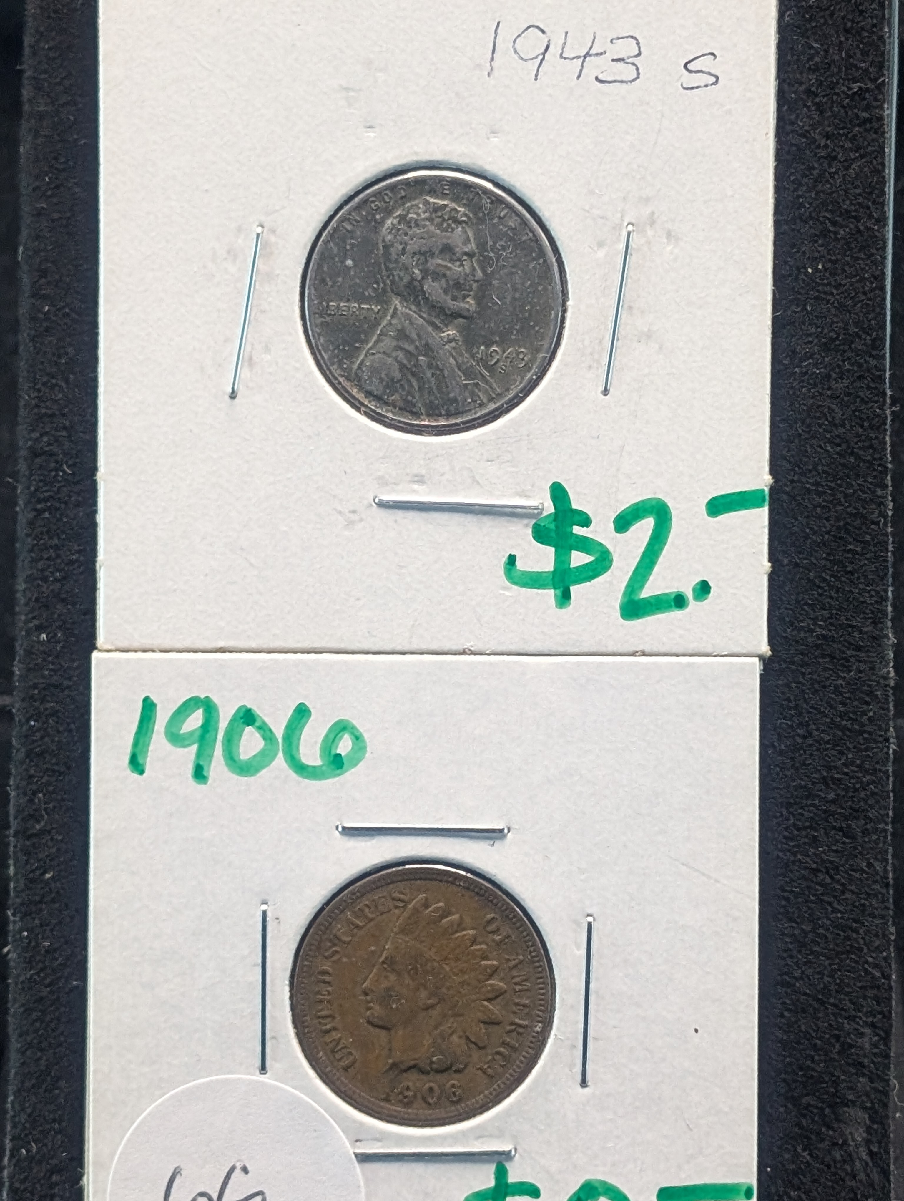 1906 Indian Head Cent W/ Full Liberty & 1943-S Lincoln Steel Wheat Cent