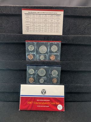 1987 P&D US Mint Uncirculated Coin Set; OGP/COA - 10 Coin Set. 1987 P&amp;D US Mint Uncirculated 