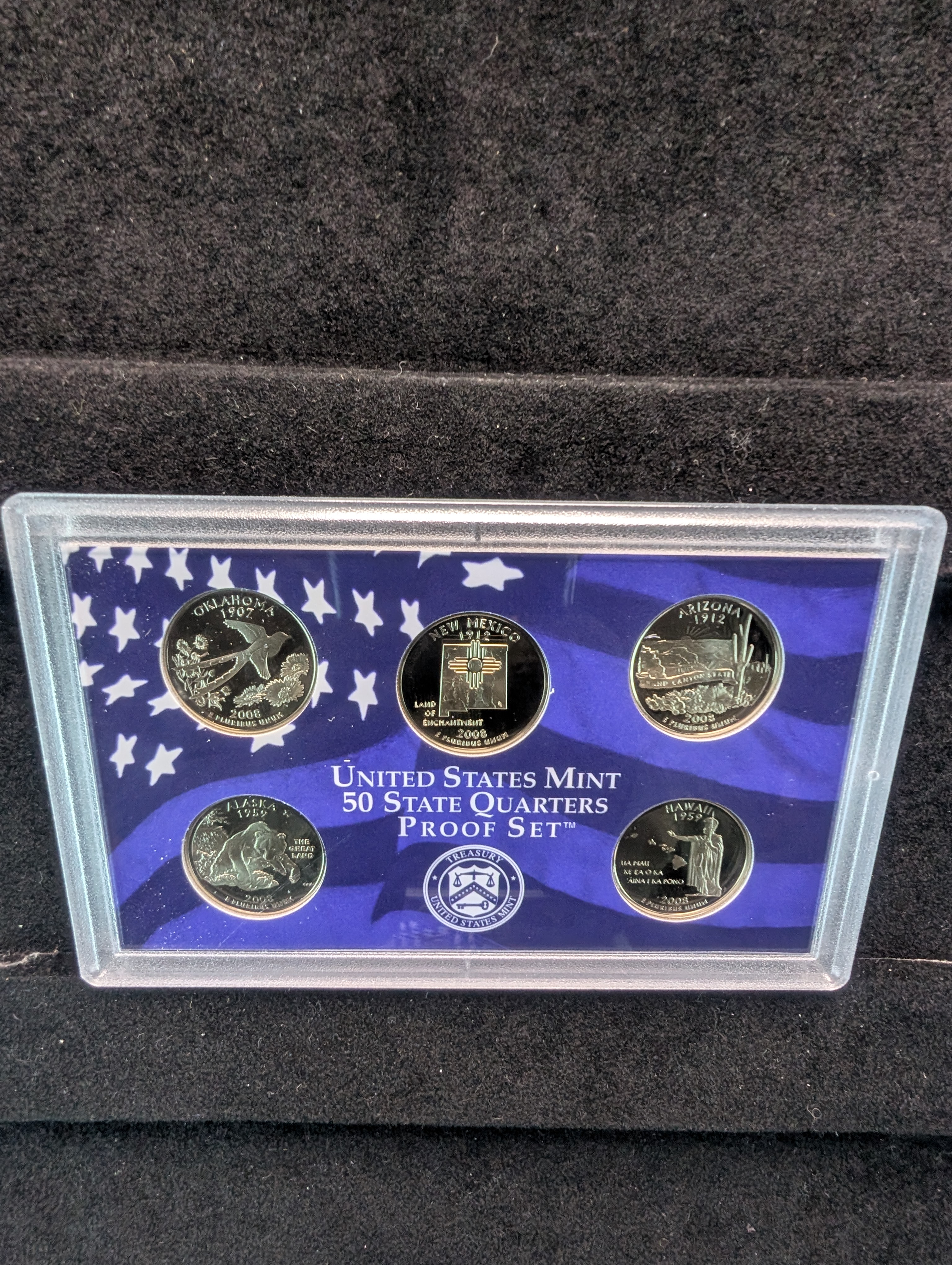 2008-S US Mint Proof Set. OGP/COA - 14 Coin Set; Orig. Coinage, 50 State Quarters, Presidential Dollars