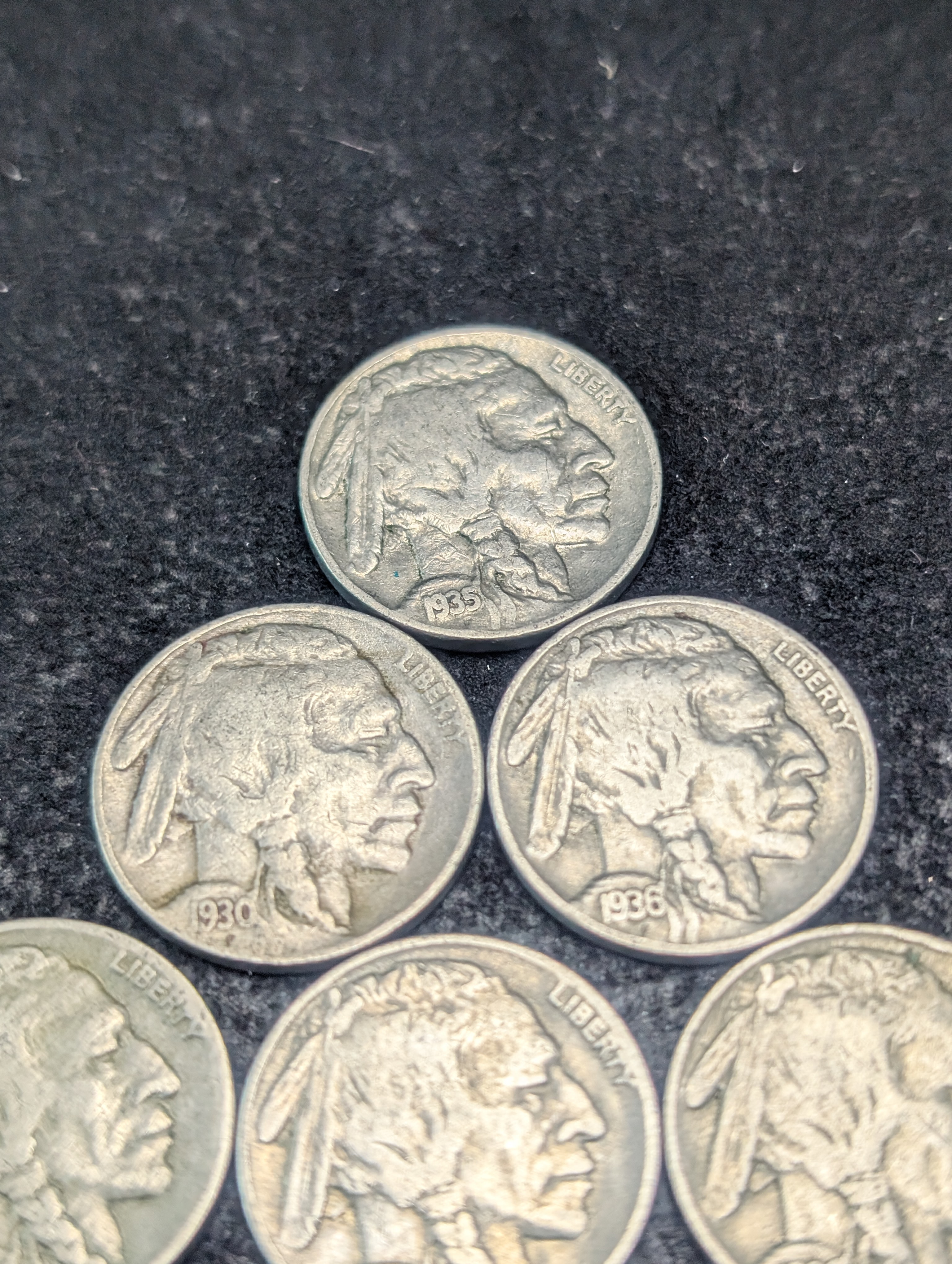 (10) Assorted 1930s Mixed Mint Mark Indian Head Buffalo Nickels