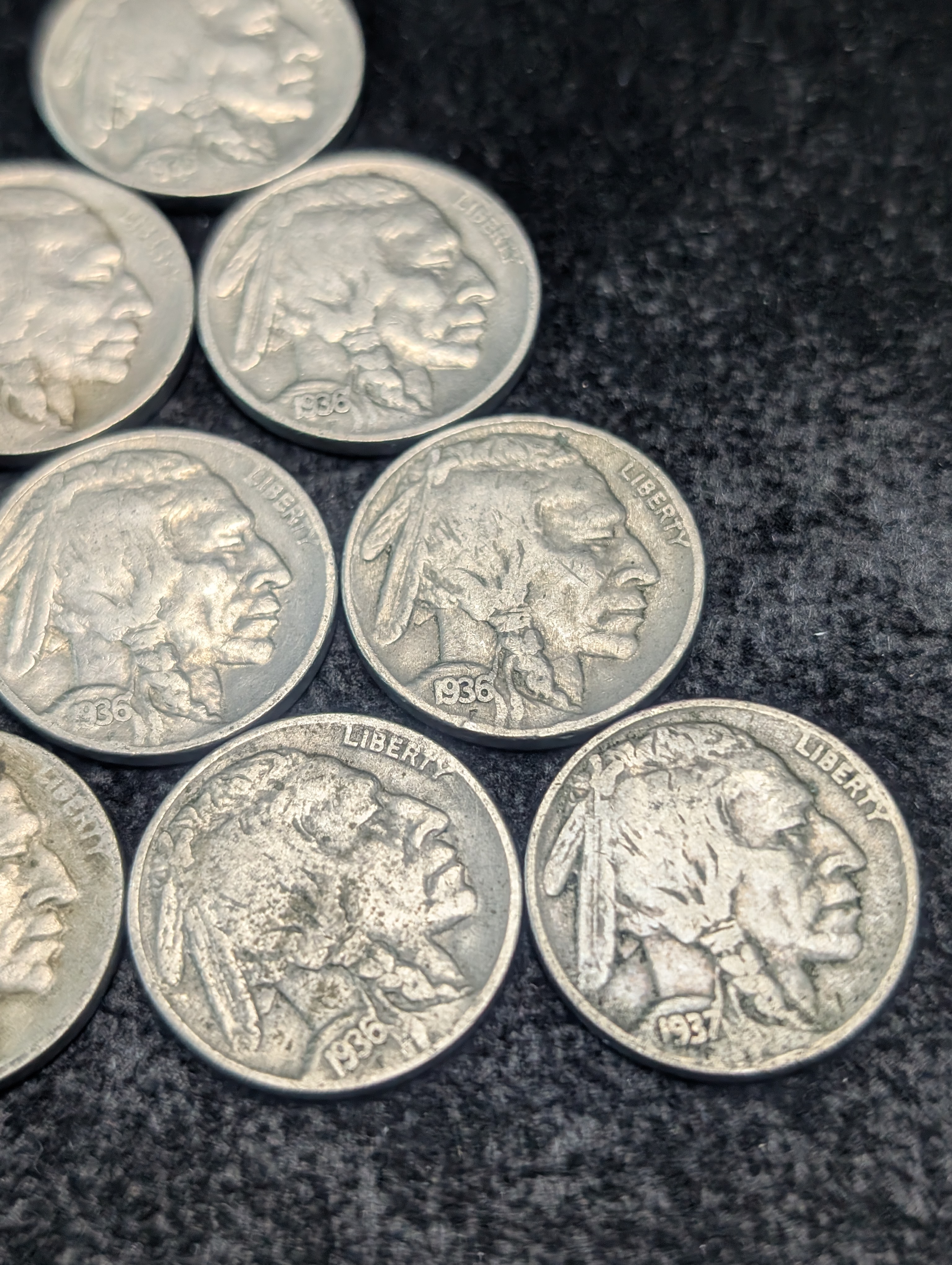 (10) Assorted 1930s Mixed Mint Mark Indian Head Buffalo Nickels