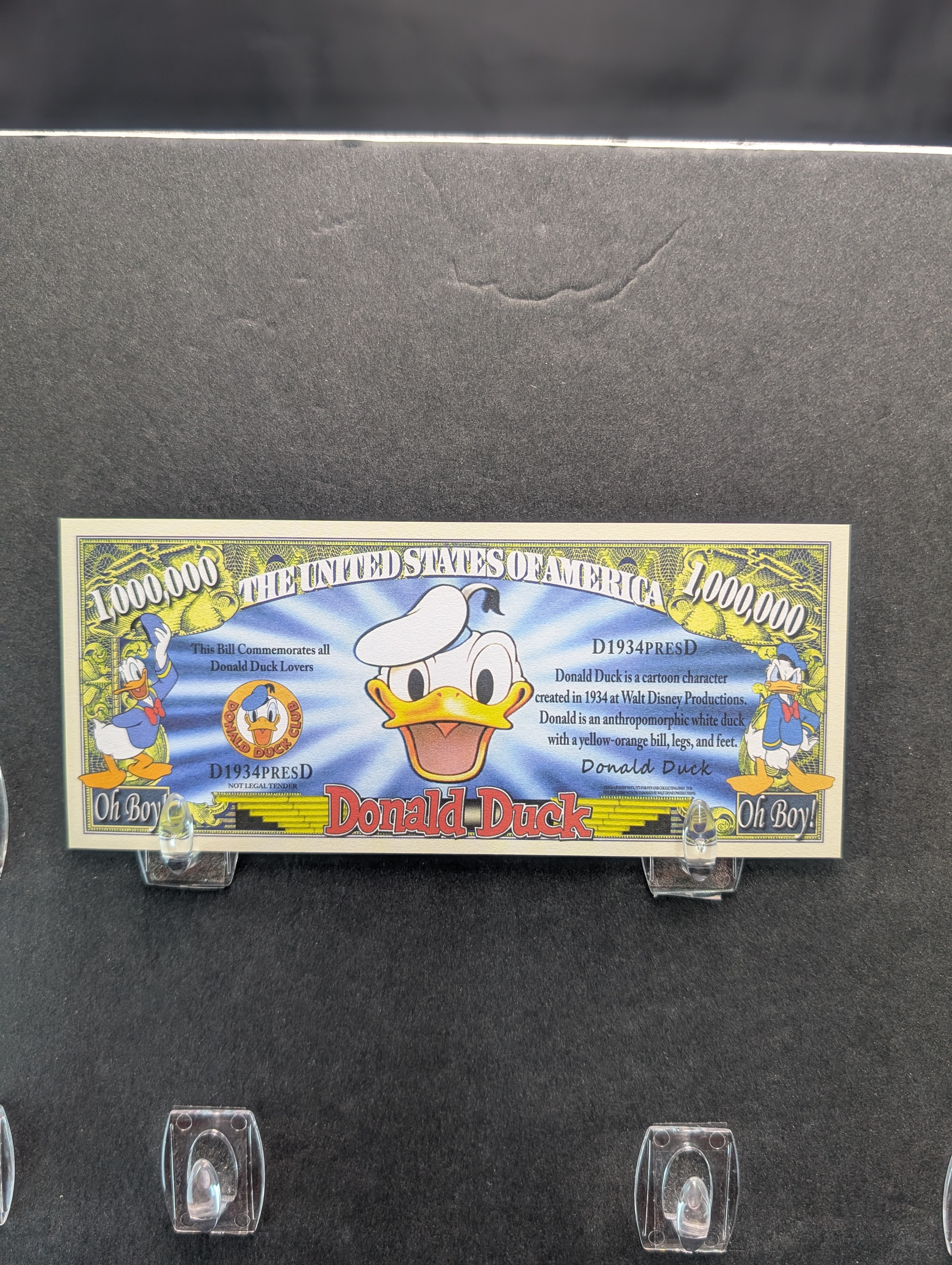 Disney Donald Duck 1 Million Dollar Novelty Note