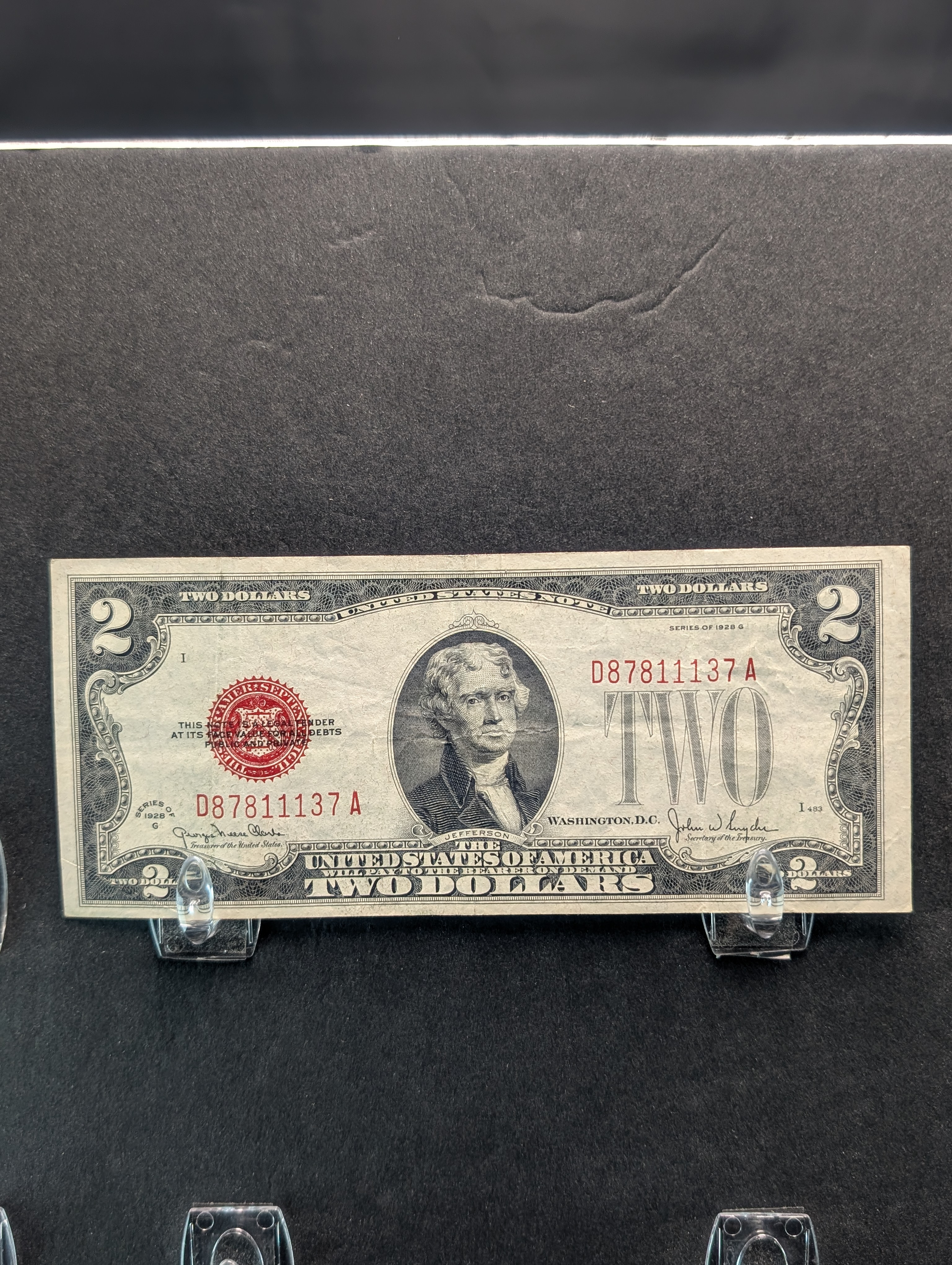 1928 G Series Red Seal $2 Note
