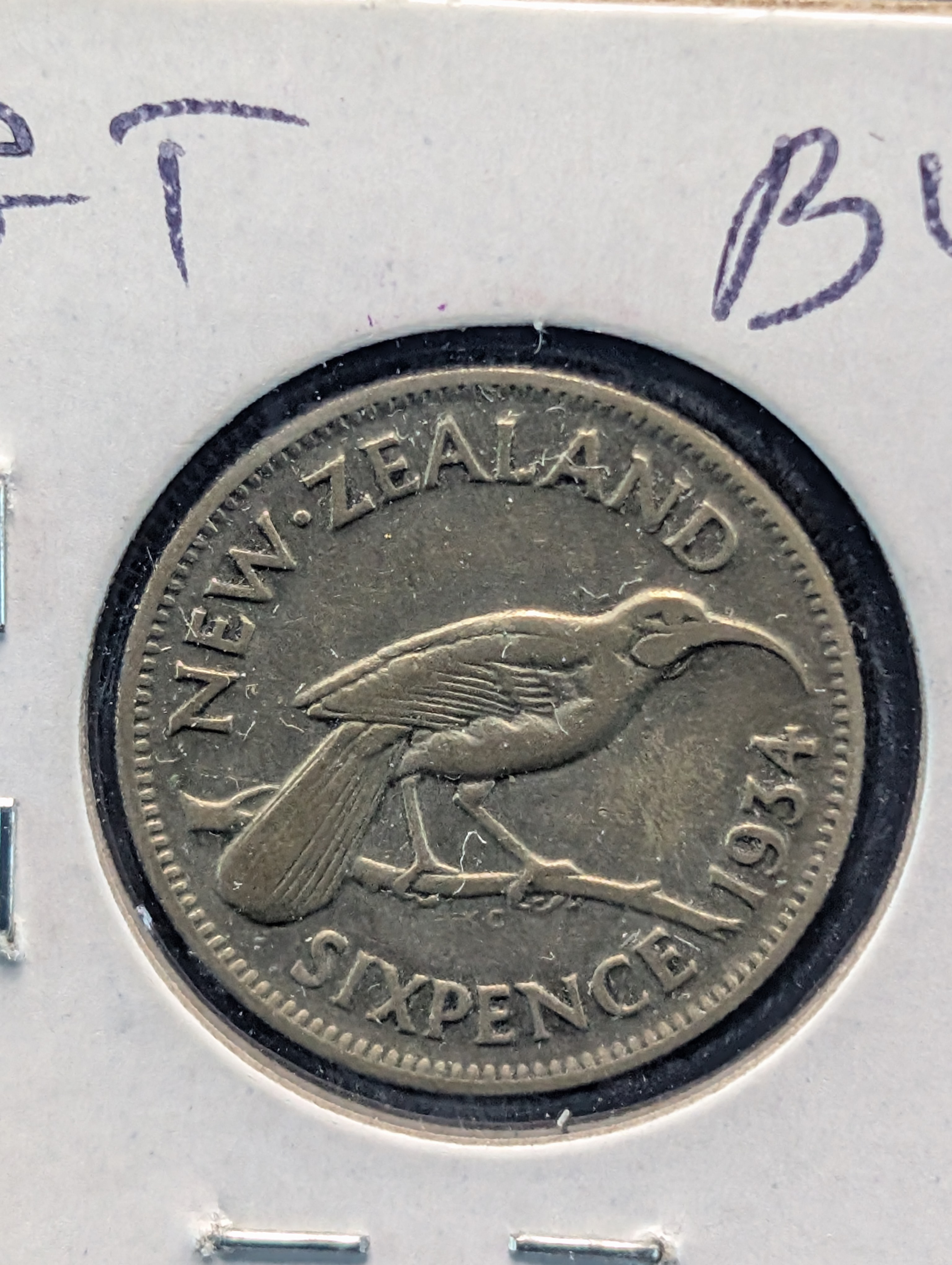 1934 New Zealand Silver 6 Pence