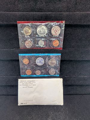 1968-P&D Unc. U.S. Mint Set with 40% Silver 1968-D Kennedy Half Dollar and 1968-S Lincoln Cent. 1 