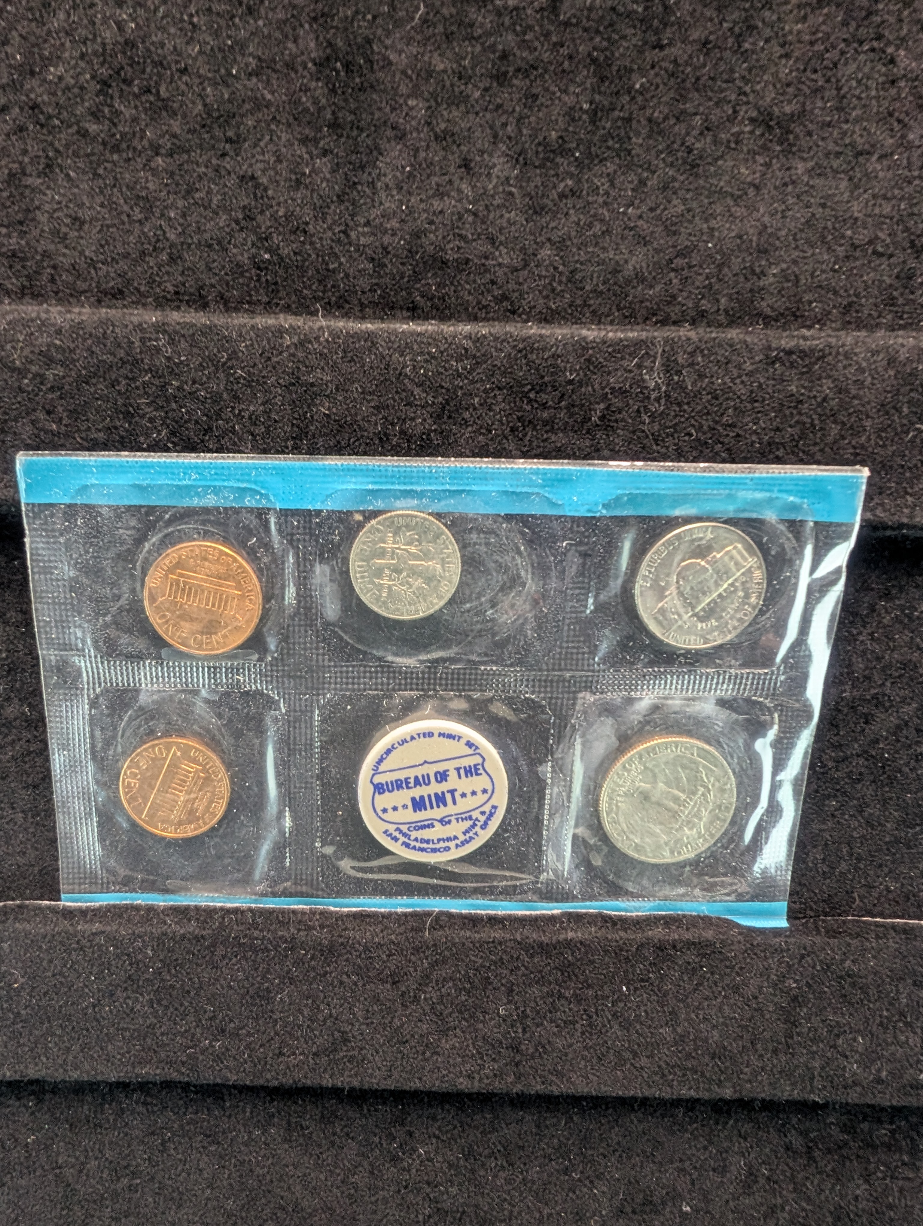 1968-P&D Unc. U.S. Mint Set with 40% Silver 1968-D Kennedy Half Dollar and 1968-S Lincoln Cent