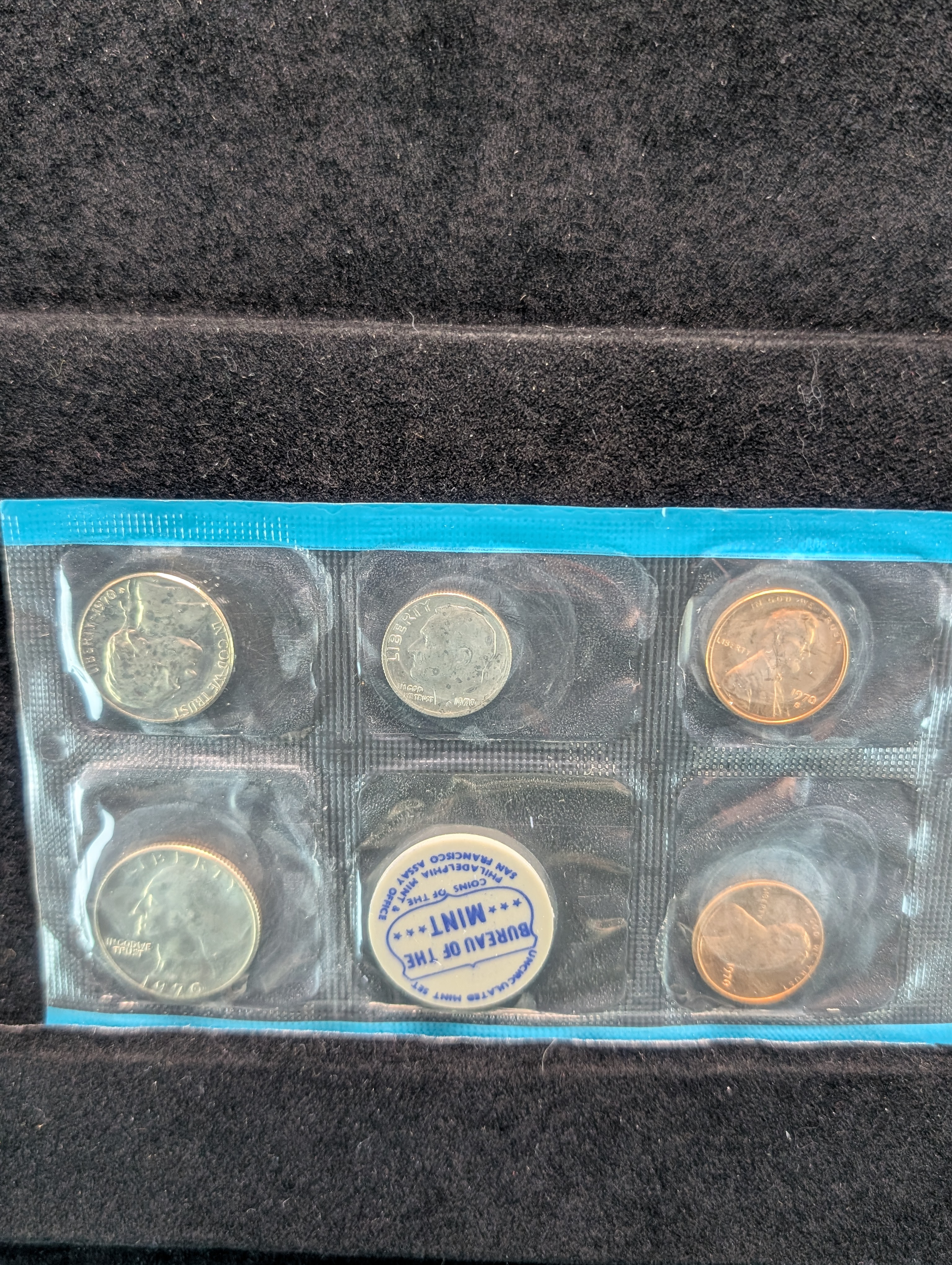 1970-P&D Unc. U.S. Mint Set with 40% Silver 1970-D Kennedy Half Dollar and 1970-S Lincoln Cent