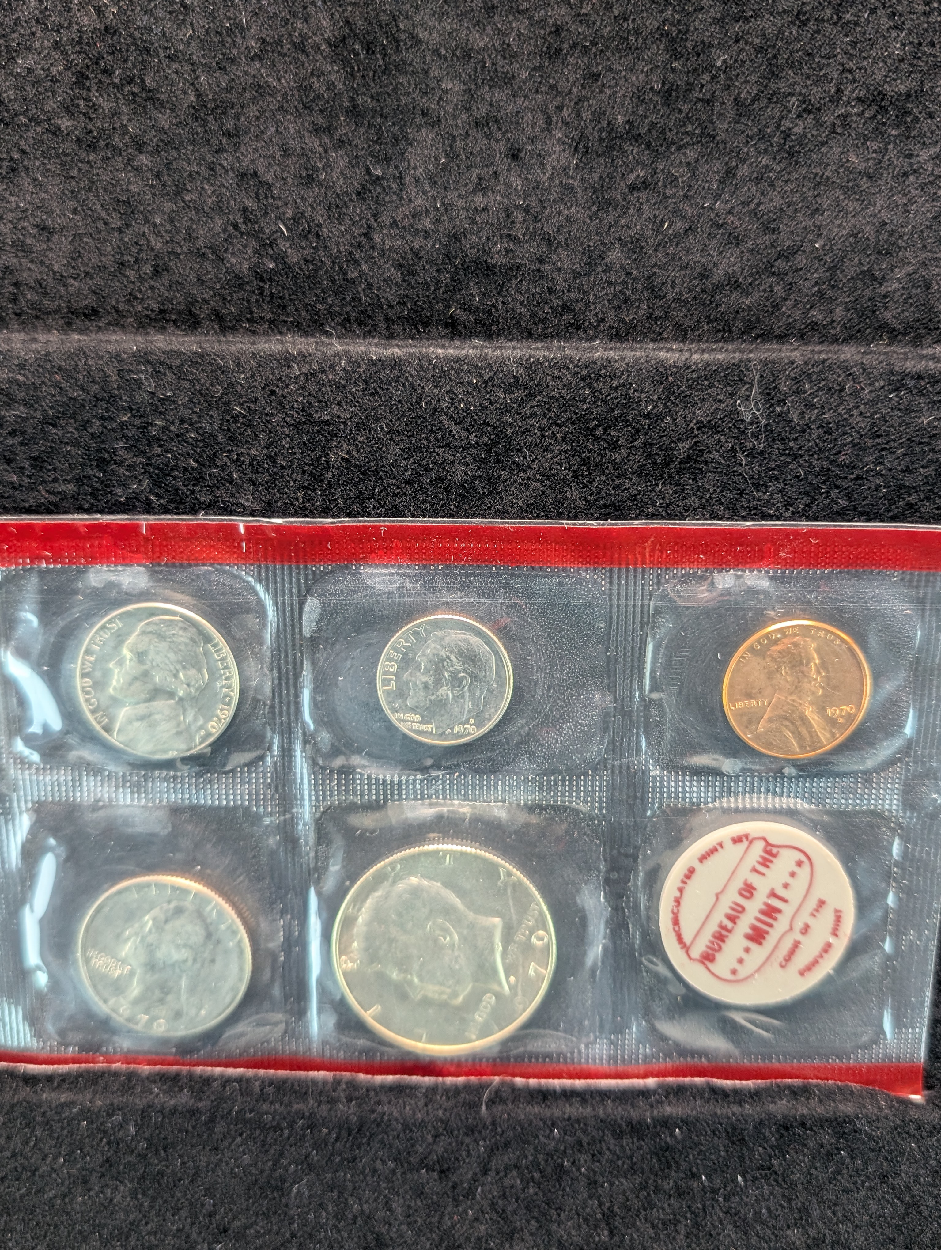 1970-P&D Unc. U.S. Mint Set with 40% Silver 1970-D Kennedy Half Dollar and 1970-S Lincoln Cent