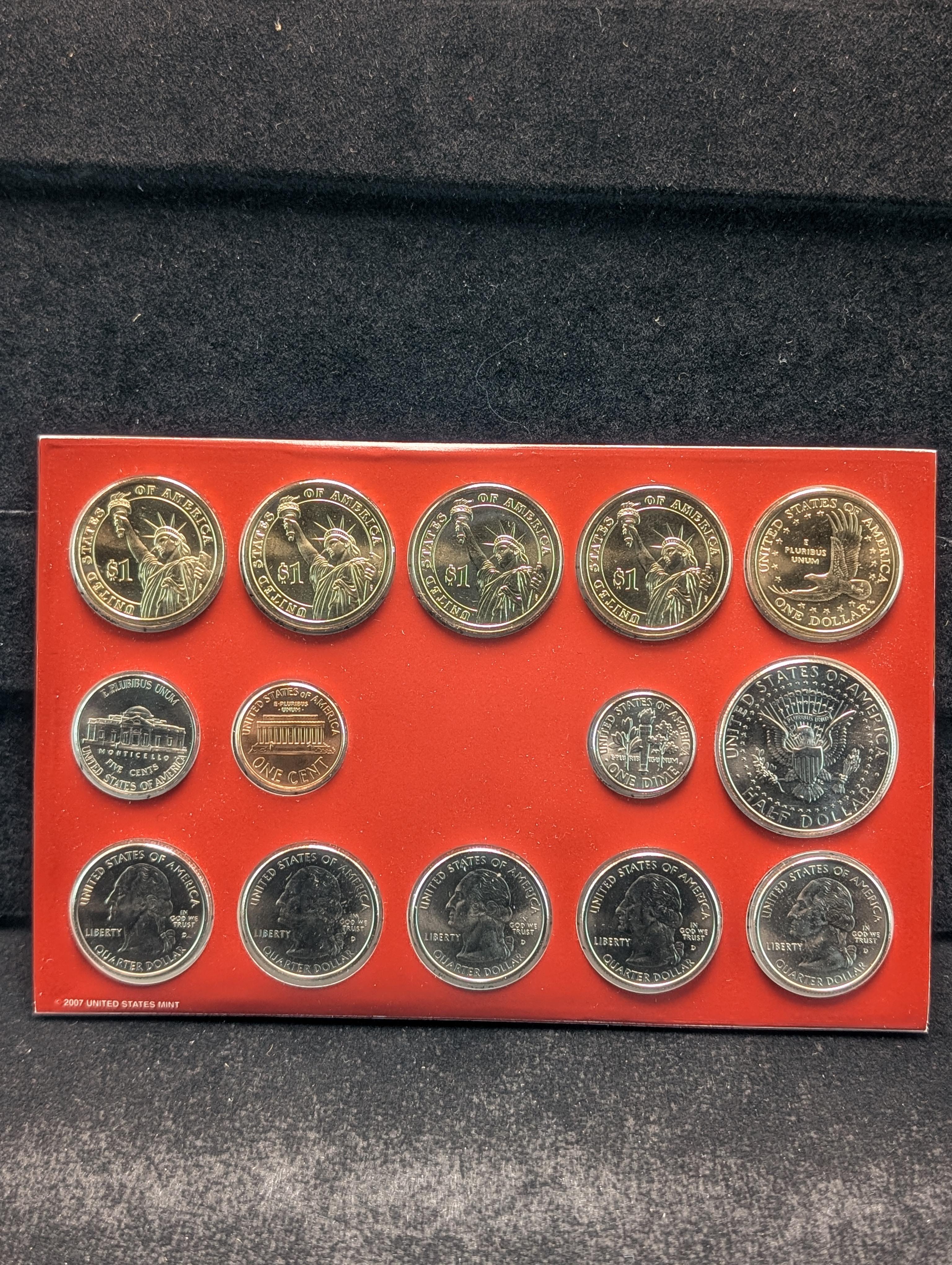 Unopened 2007-P&D Unc. U.S. Mint Set with State Quarters and Presidential Dollars in OGP w/ COA