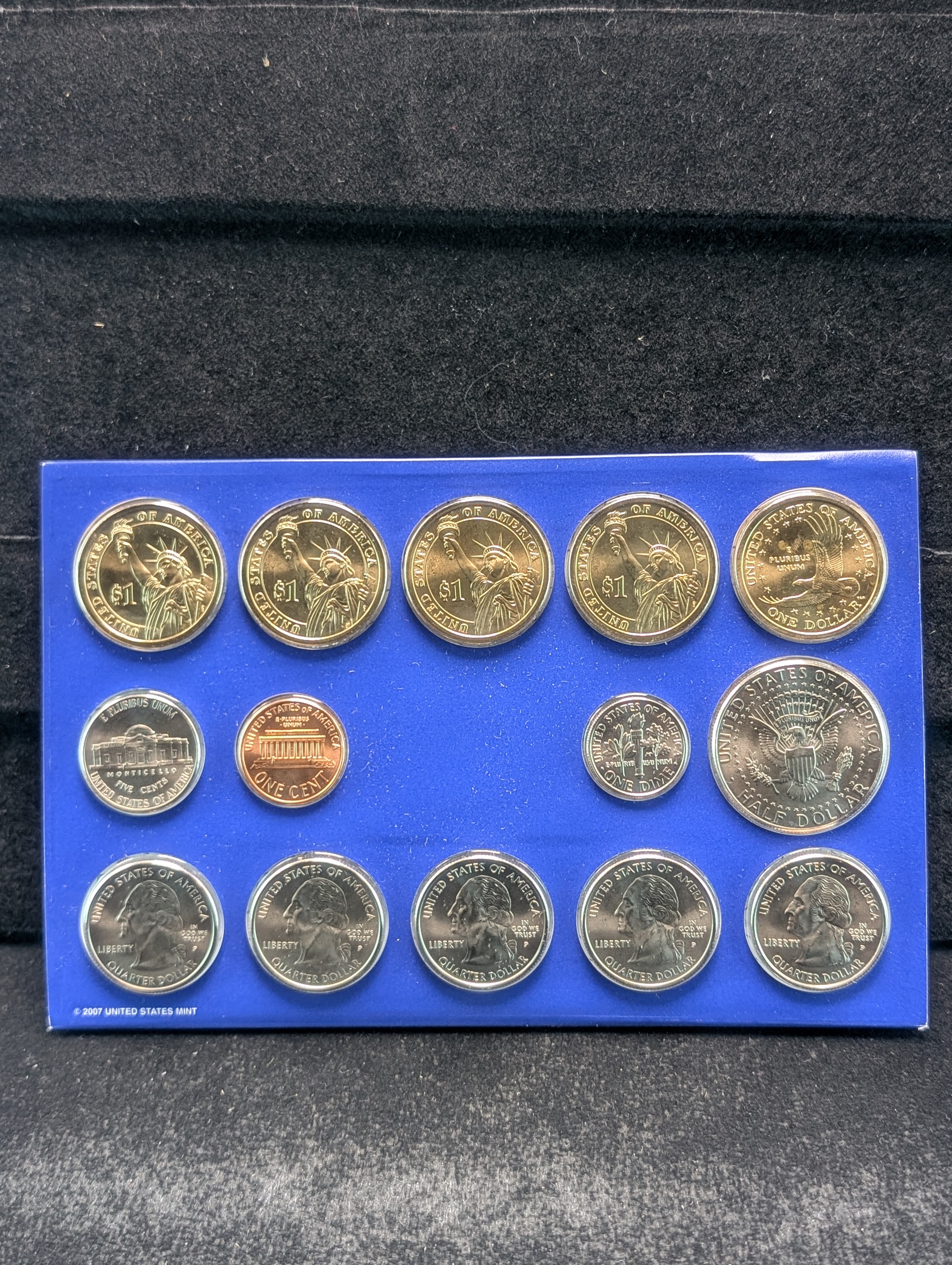 Unopened 2007-P&D Unc. U.S. Mint Set with State Quarters and Presidential Dollars in OGP w/ COA