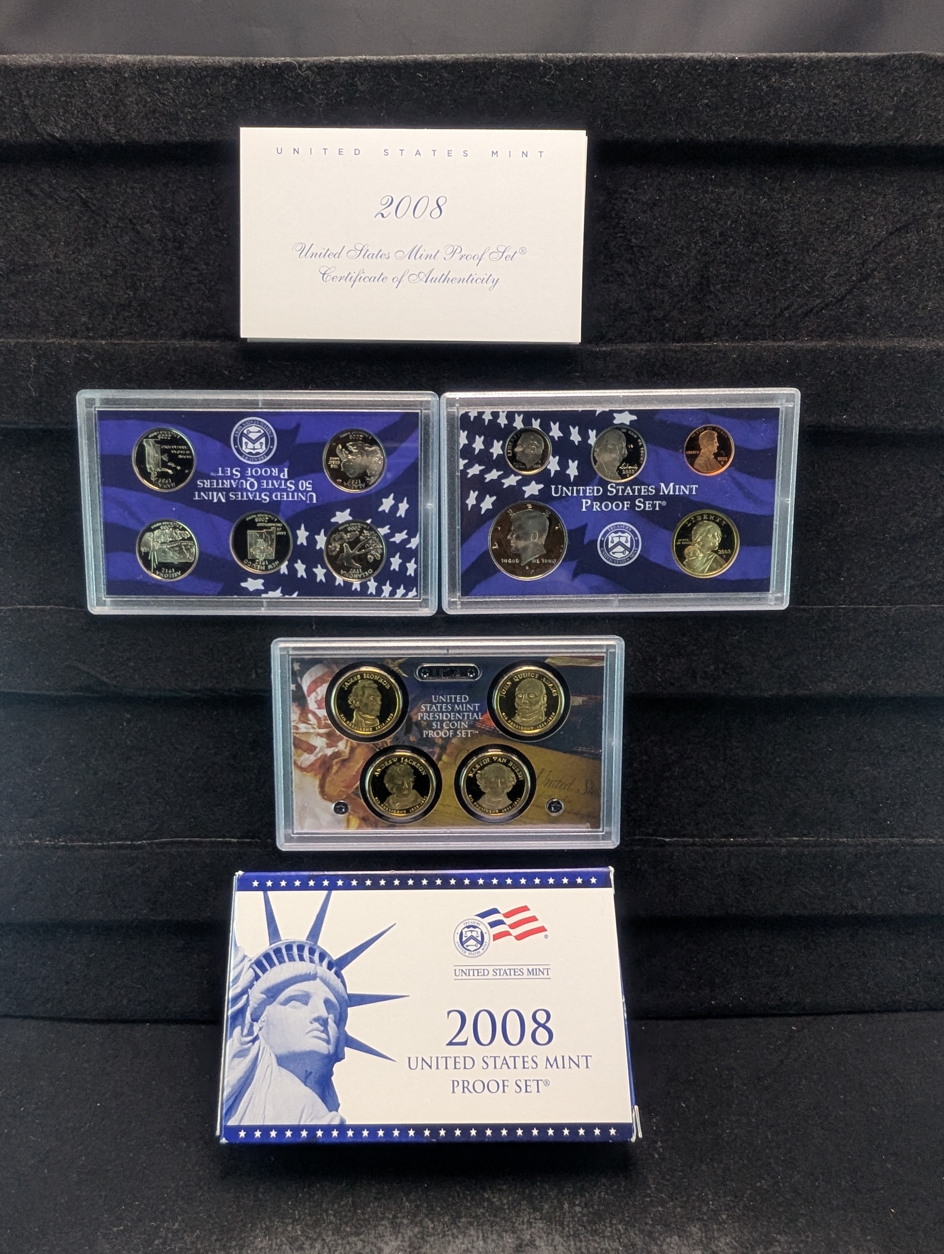 2008-S U.S Mint Proof Set with State Quarters and Presidential Dollars in OGP w/ COA