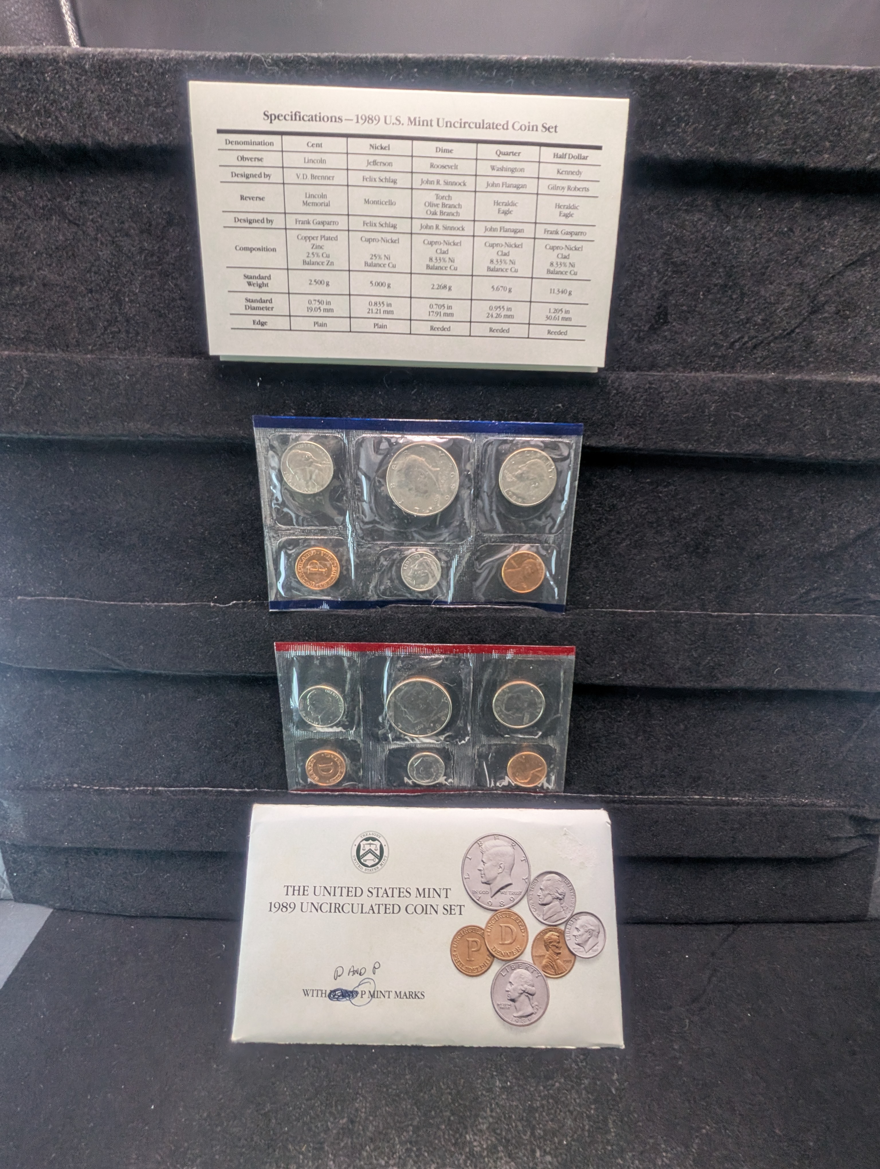 1989 P&D U.S. Uncirculated Mint Coin Set In OGP w/COA