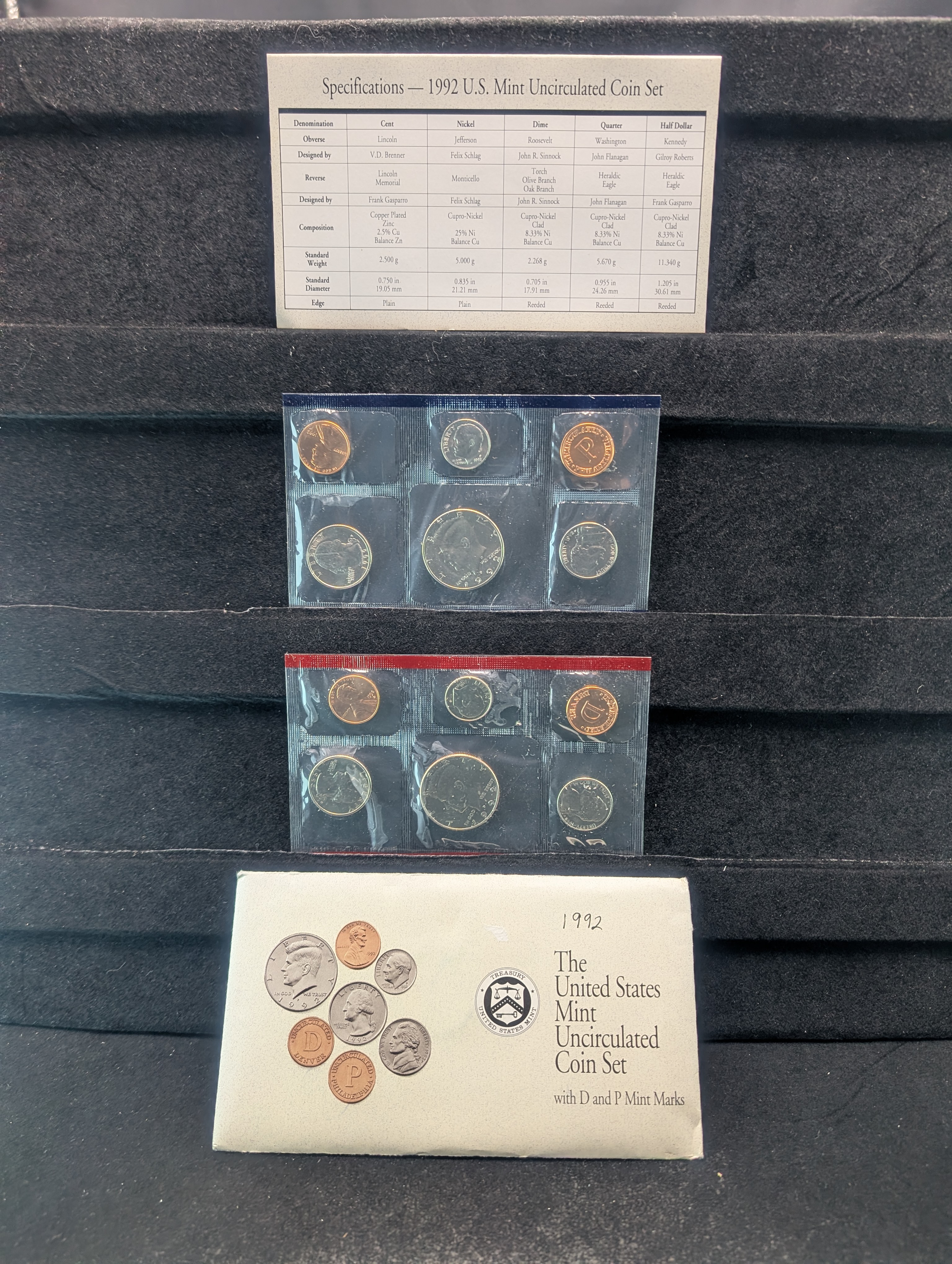 1992 P&D U.S. Uncirculated Mint Coin Set In OGP w/COA