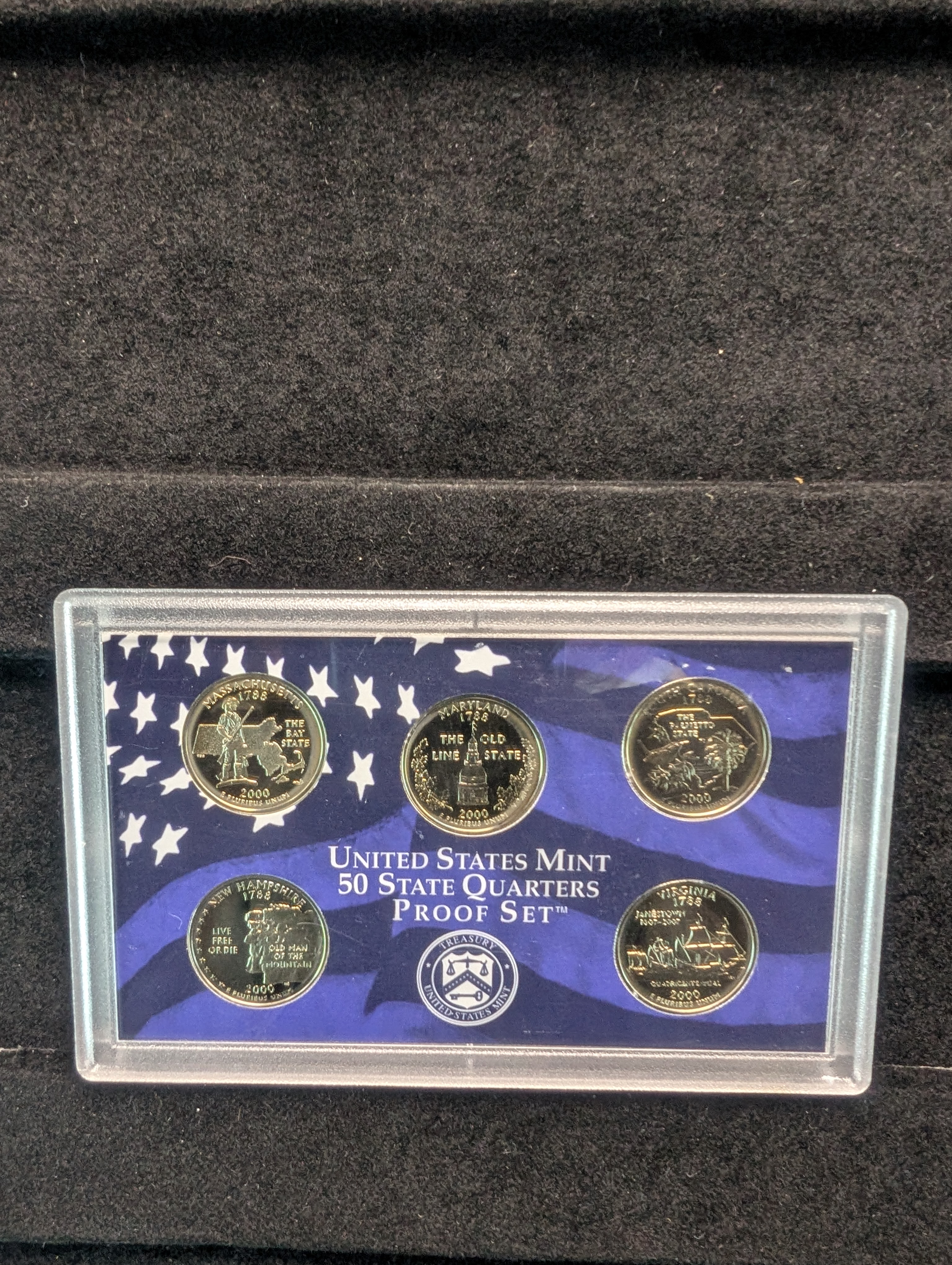 2000-S U.S. Mint Fifty State Quarters Proof Set In OGP With COA
