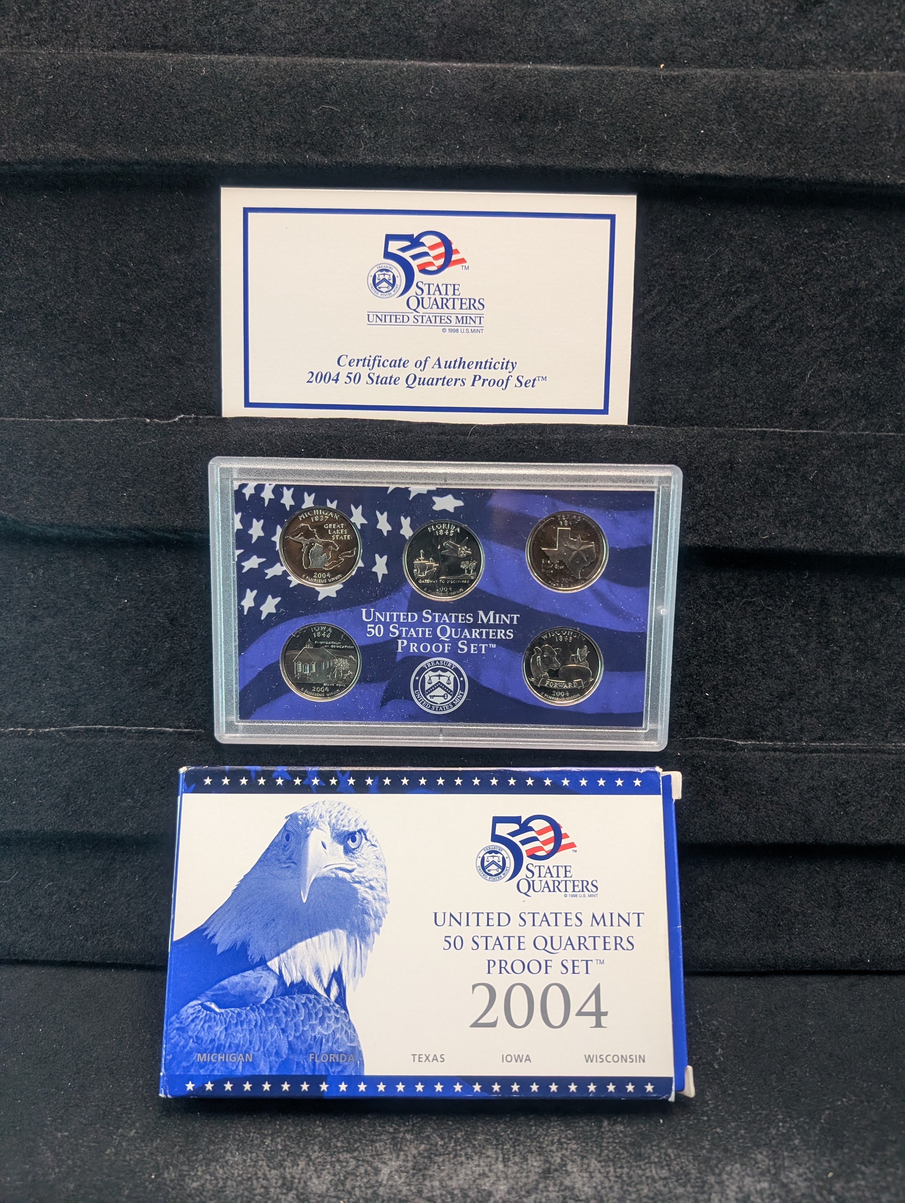 2004-S U.S. Mint Fifty State Quarters Proof Set In OGP With COA