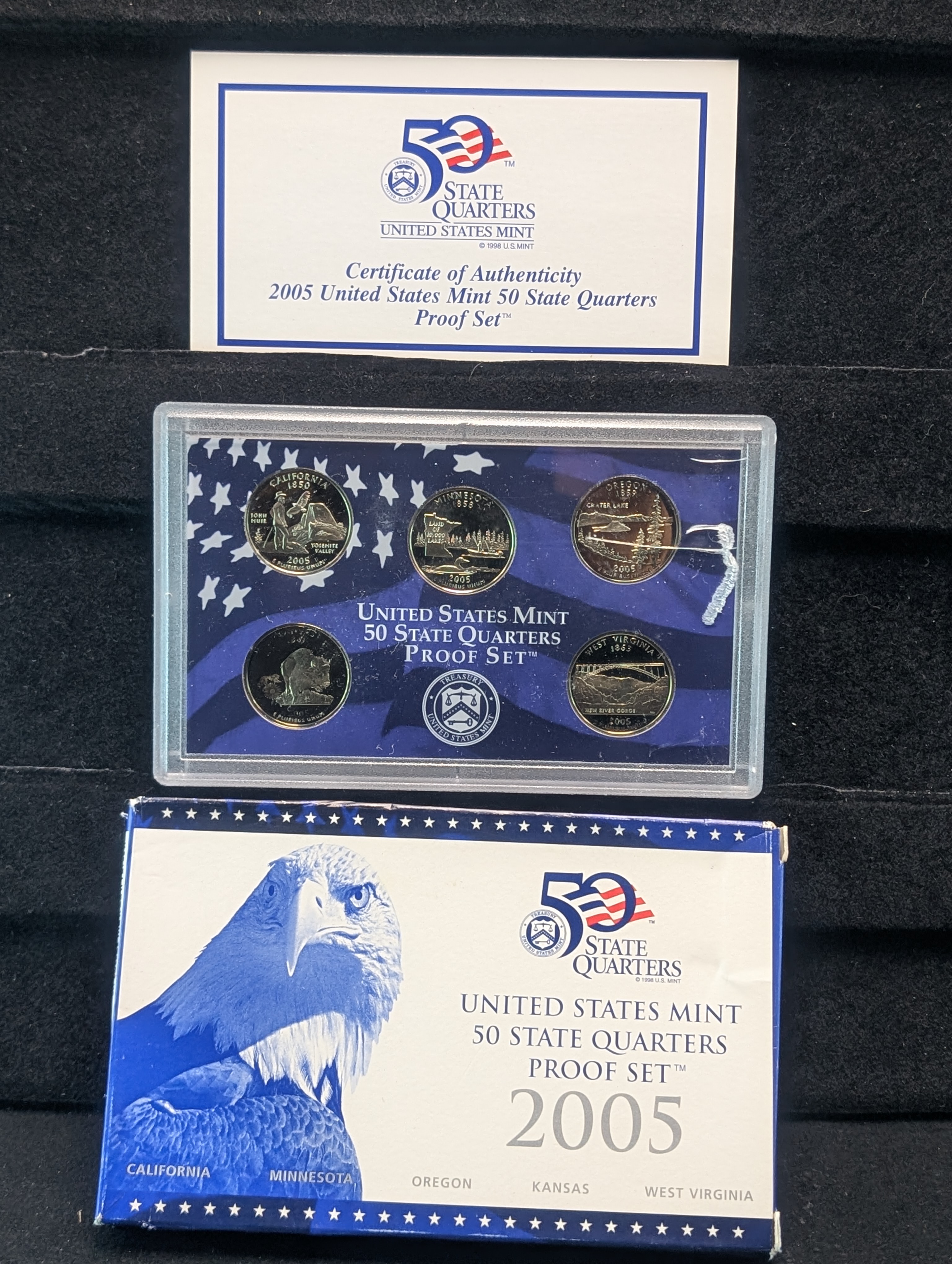 2005-S U.S. Mint Fifty State Quarters Proof Set In OGP With COA