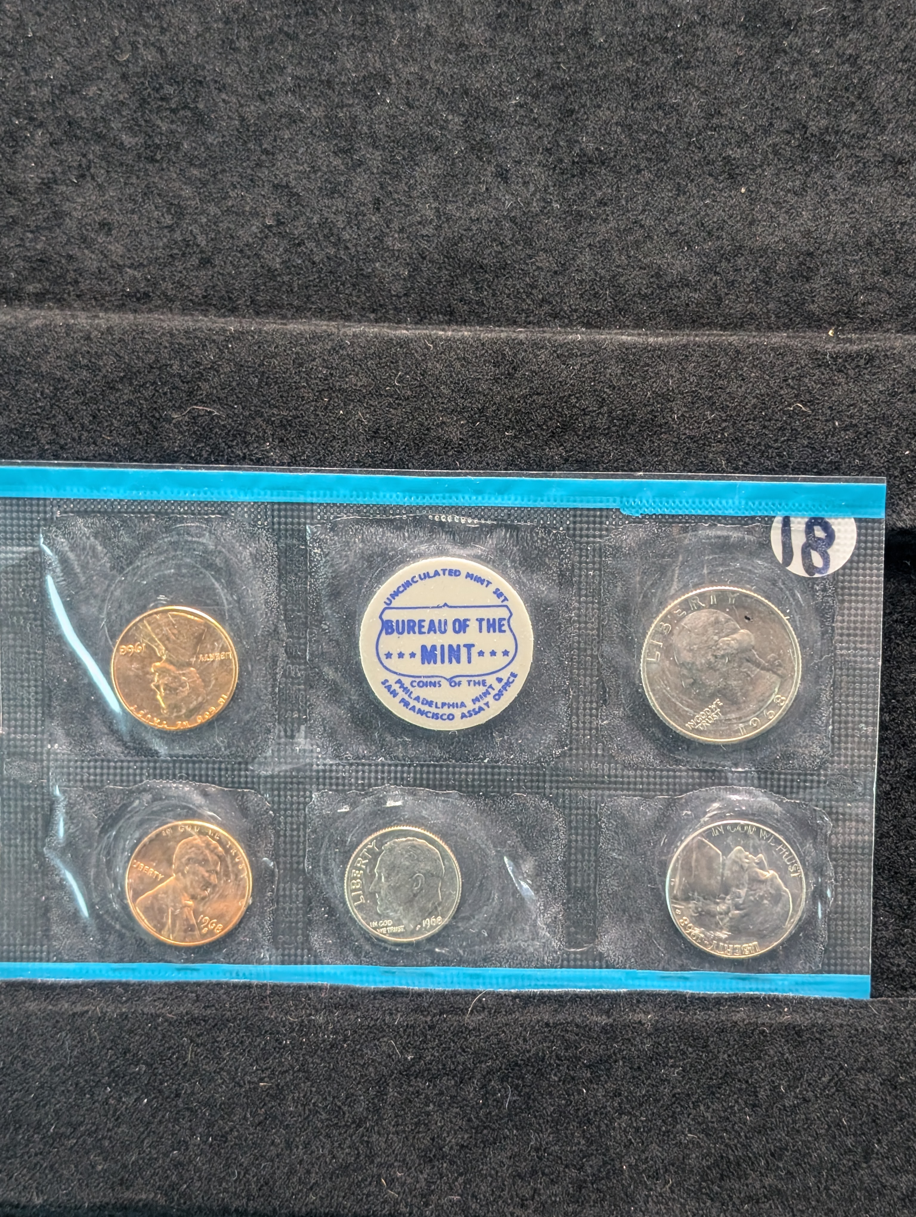 1968-P U.S. Uncirculated Mint Coin Set W/ S Cent - P Set Only