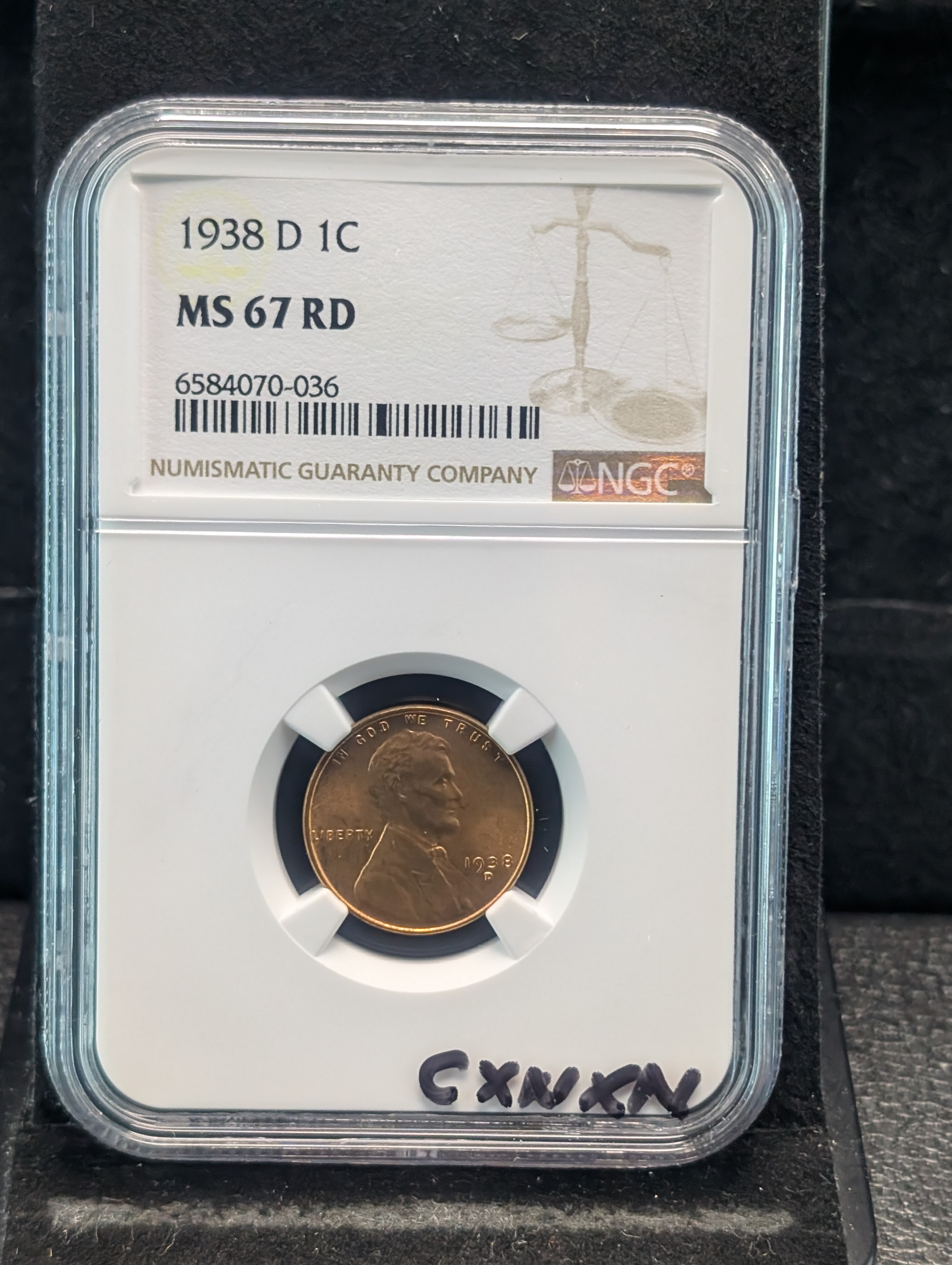 1938-D Lincoln Wheat Cent NGC MS 67 RD