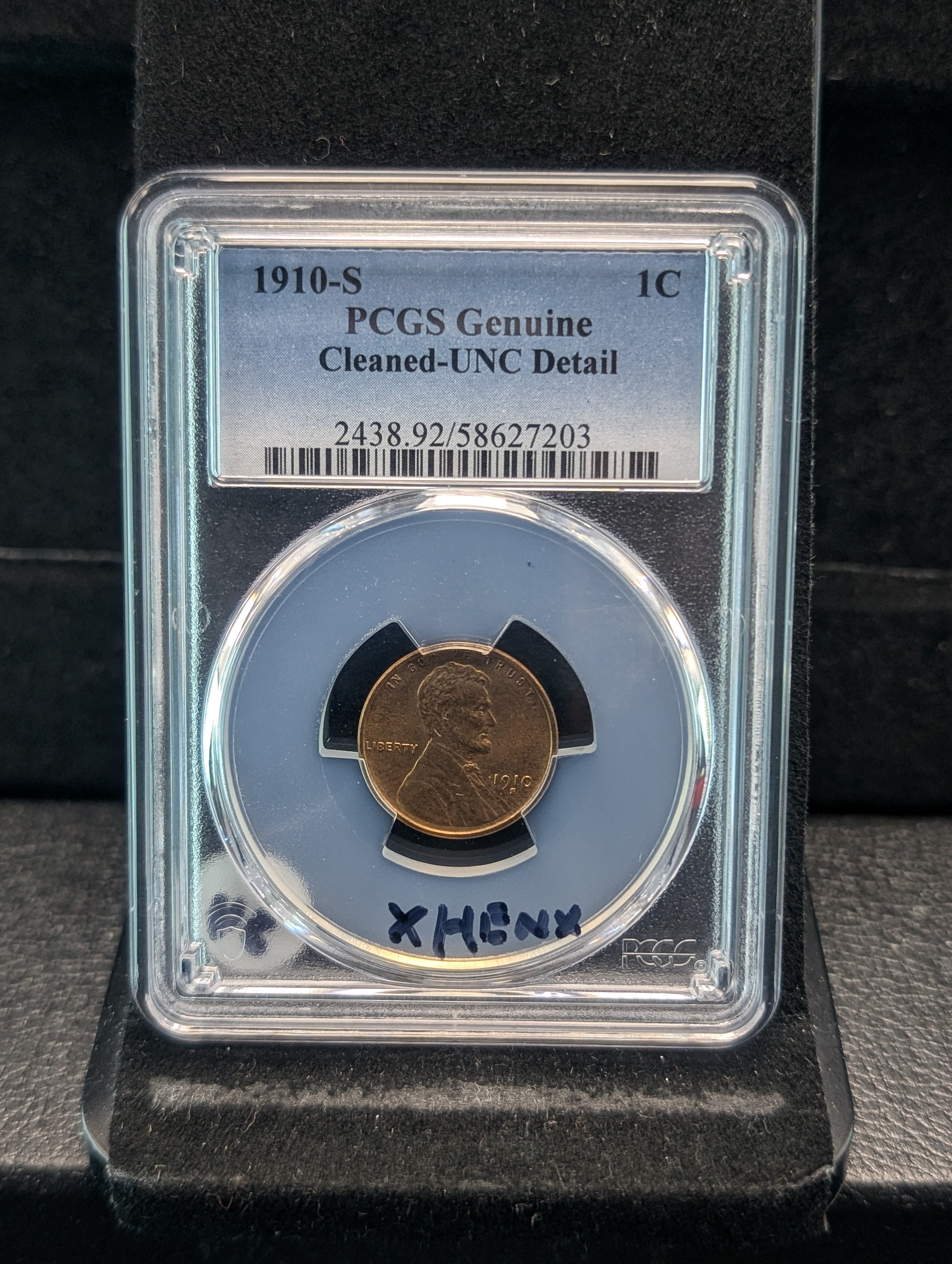 1910-S Lincoln Wheat Cent PCGS Genuine Cleaned-UNC Detail