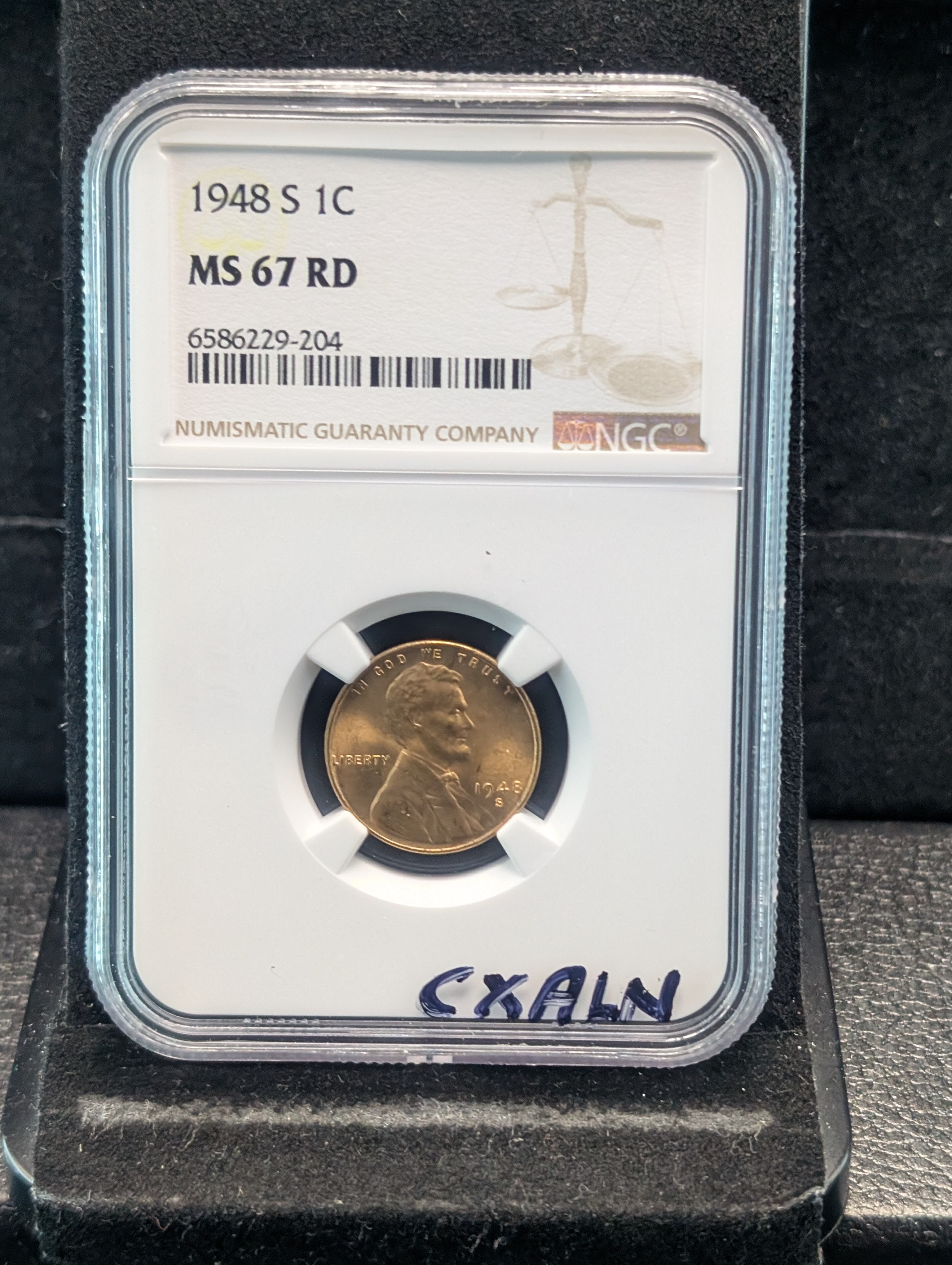 1948-S Lincoln Wheat Cent NGC MS 67 RD