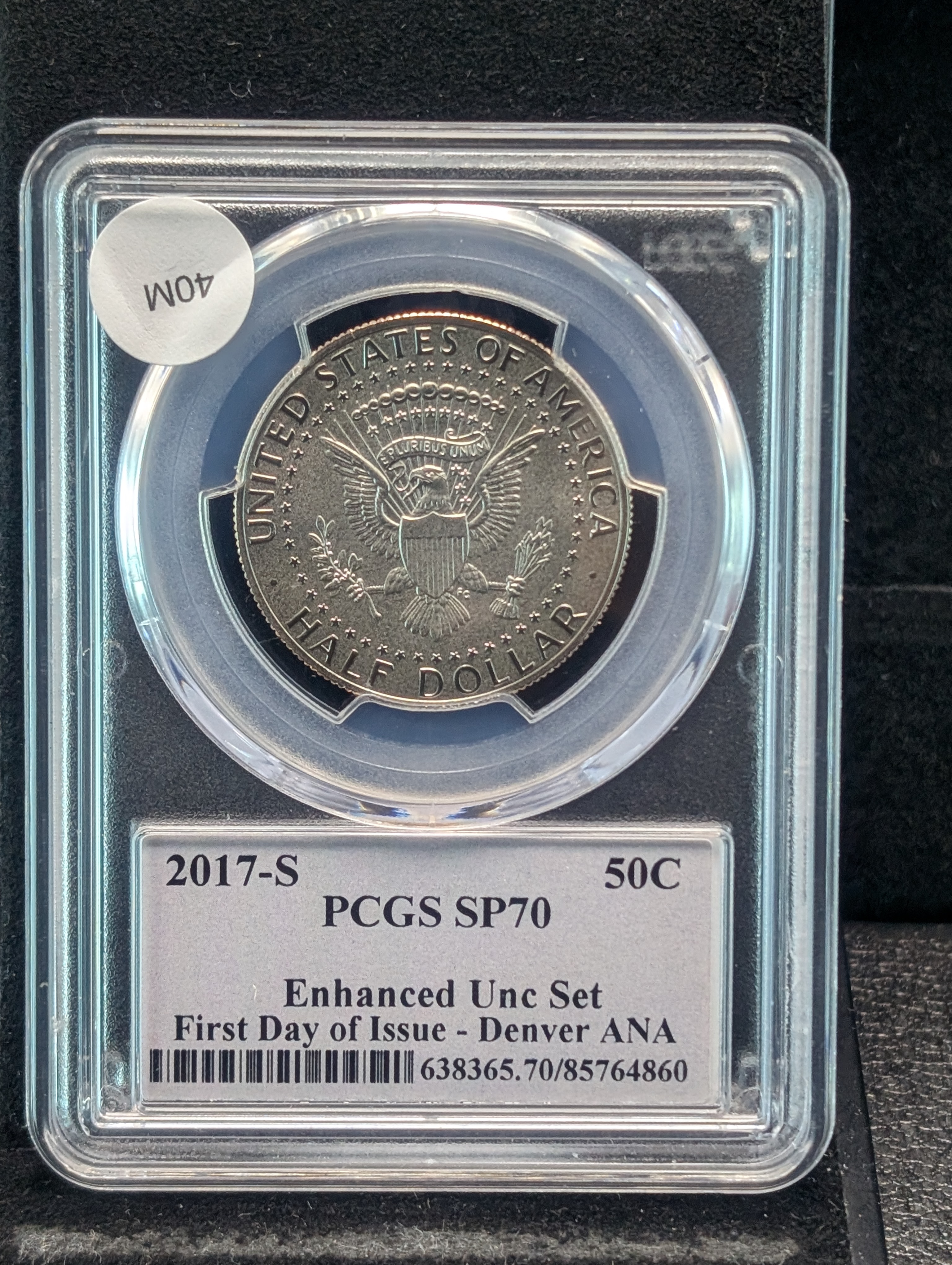2017-S Kennedy Half Dollar PCGS SP70, Enhanced Unc. Set, First Day of Issue - Denver ANA