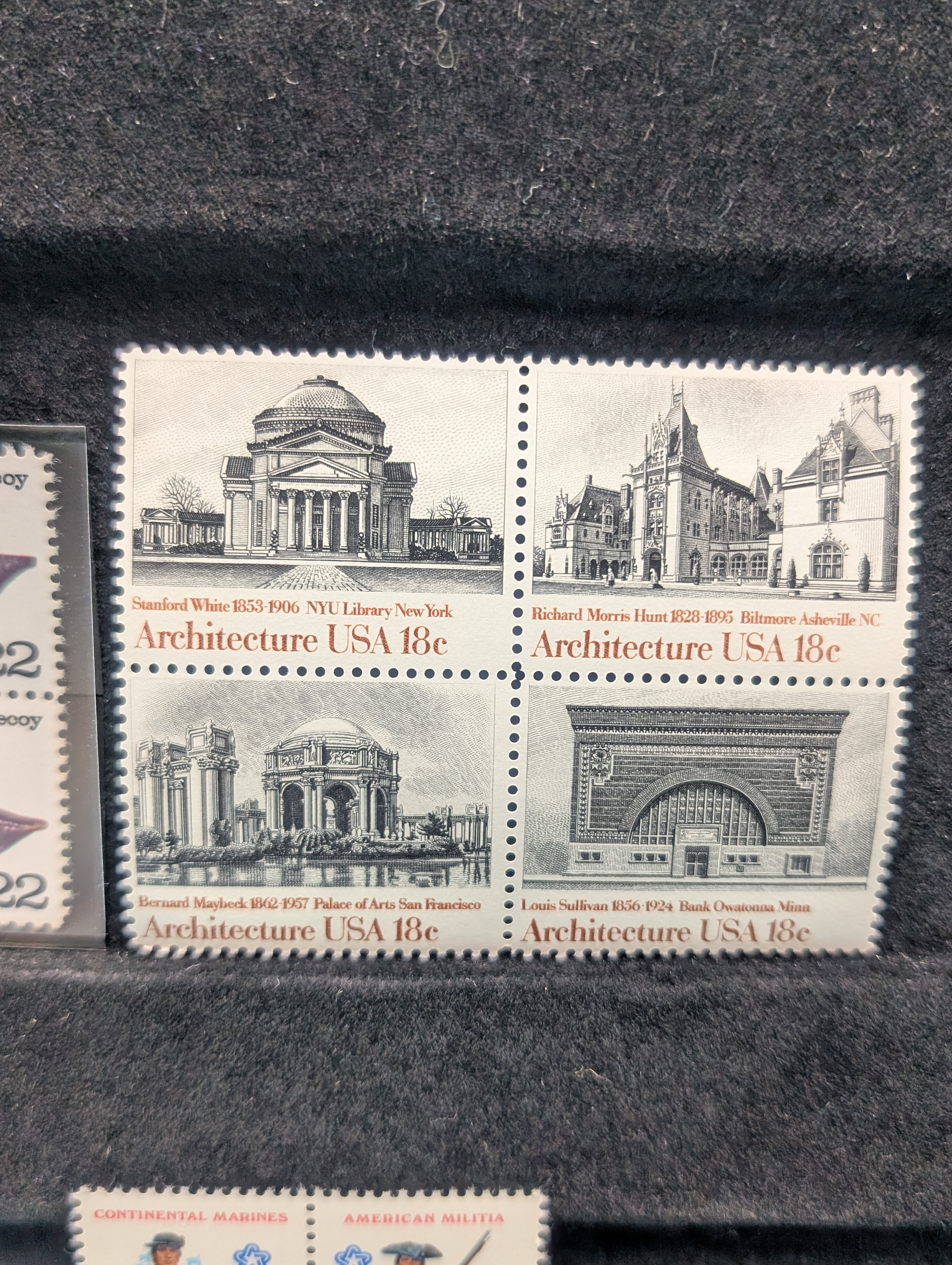 (5) Assorted U.S. Four Block Stamps, All Mint, Original Gum, Never Hinged
