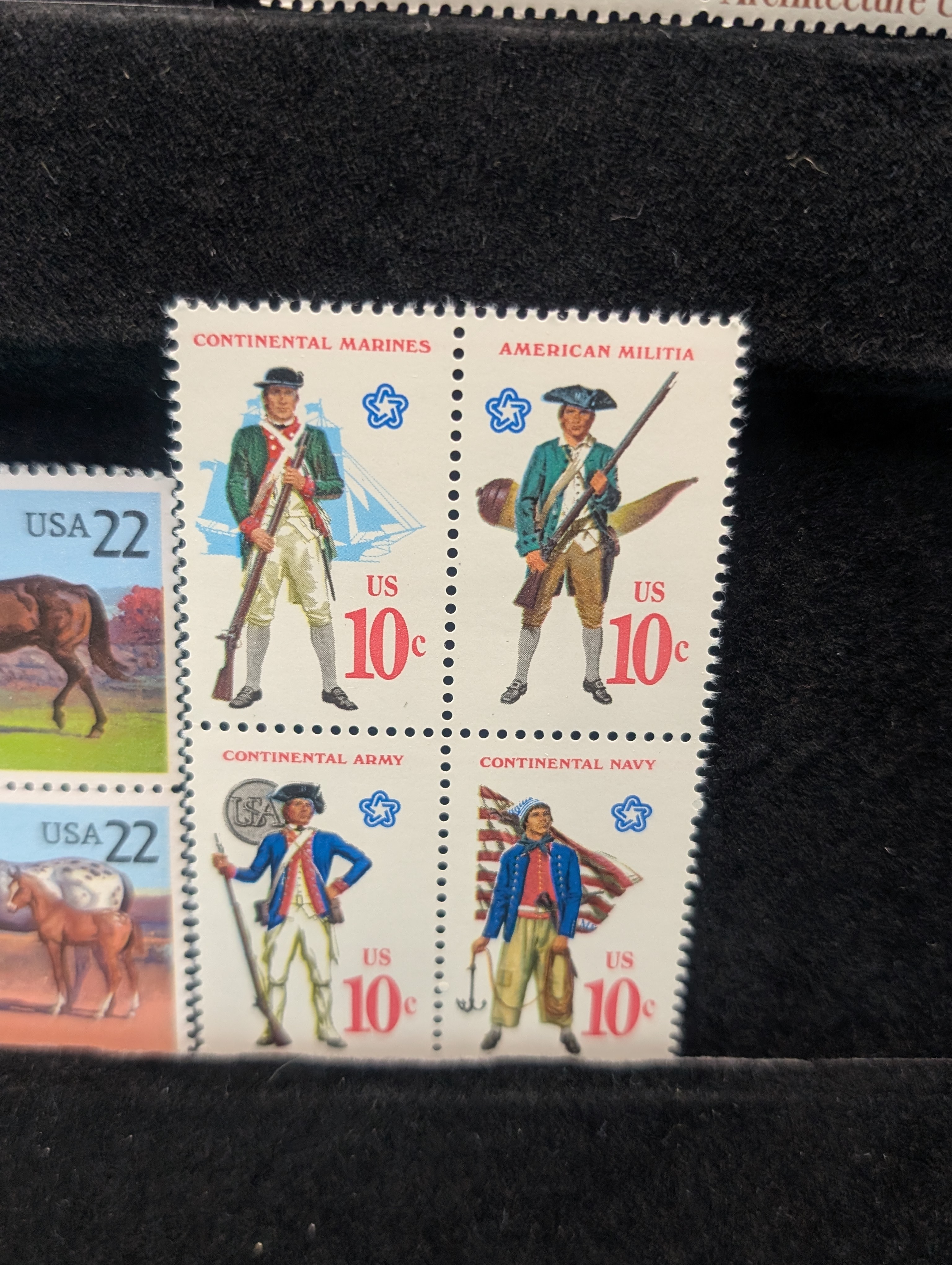 (5) Assorted U.S. Four Block Stamps, All Mint, Original Gum, Never Hinged