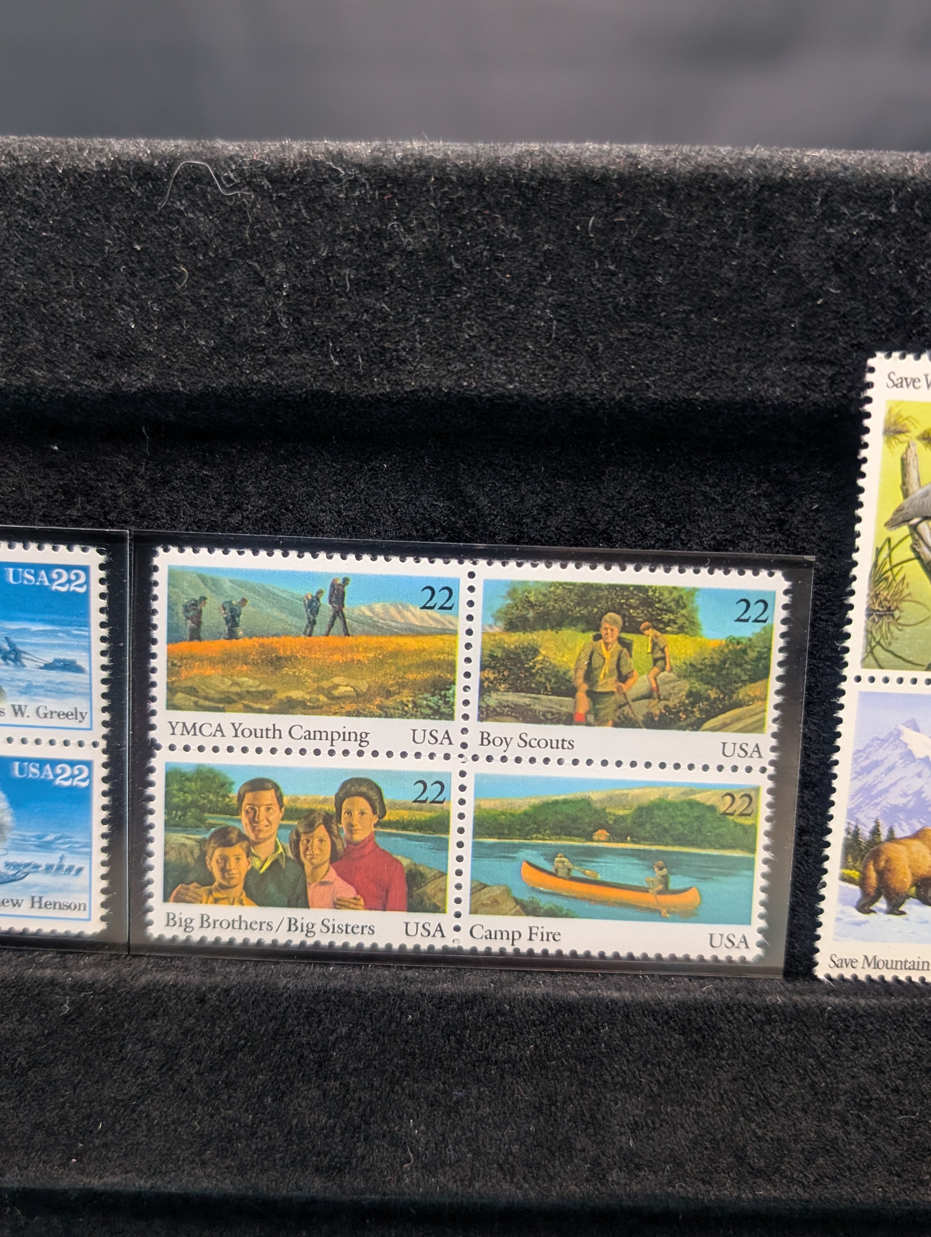 (5) Assorted U.S. Four Block Stamps, All Mint, Original Gum, Never Hinged