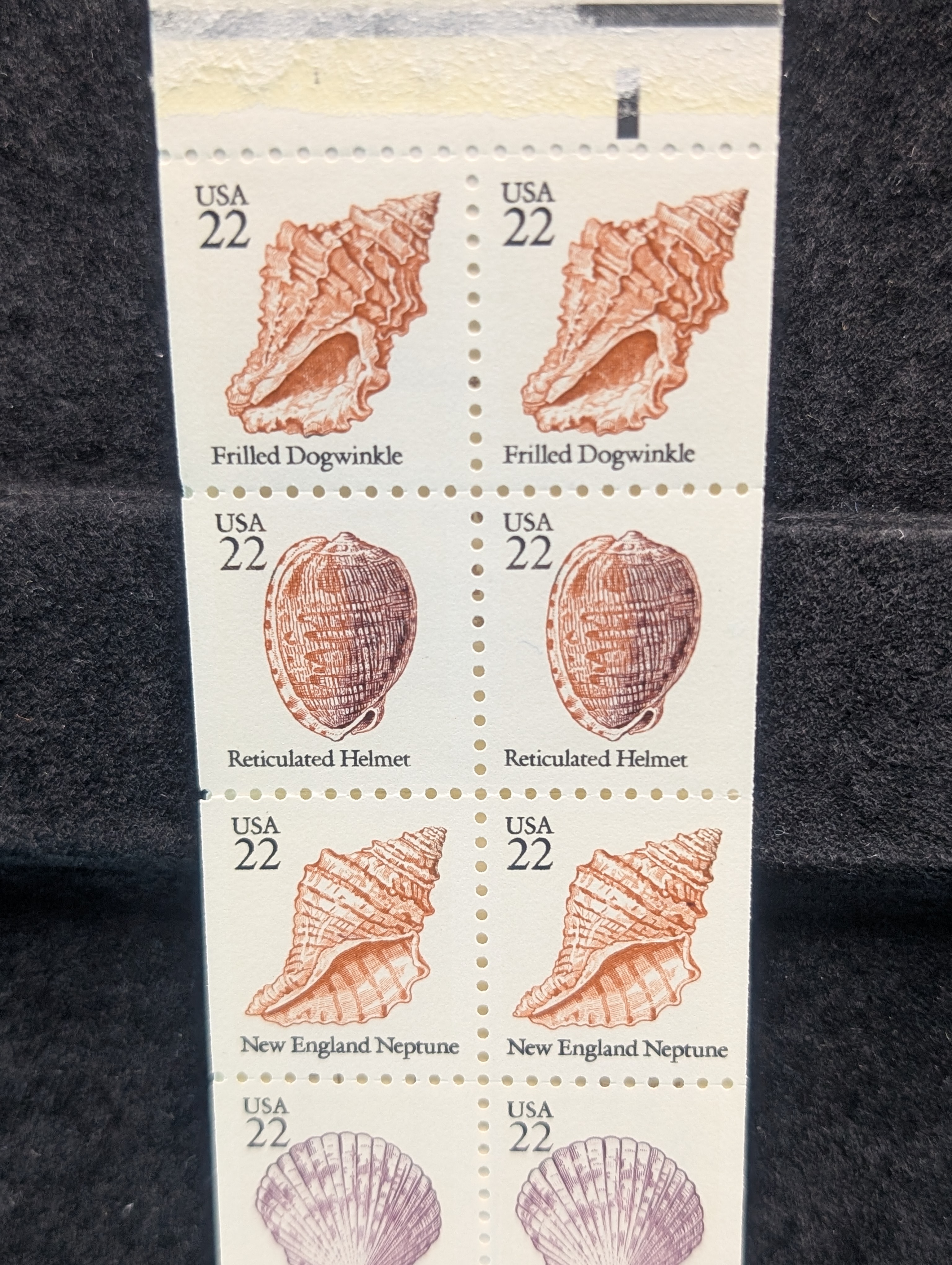 1984 Seashells Booklet Pane Of Stamps, All Mint, Original Gum, Never Hinged
