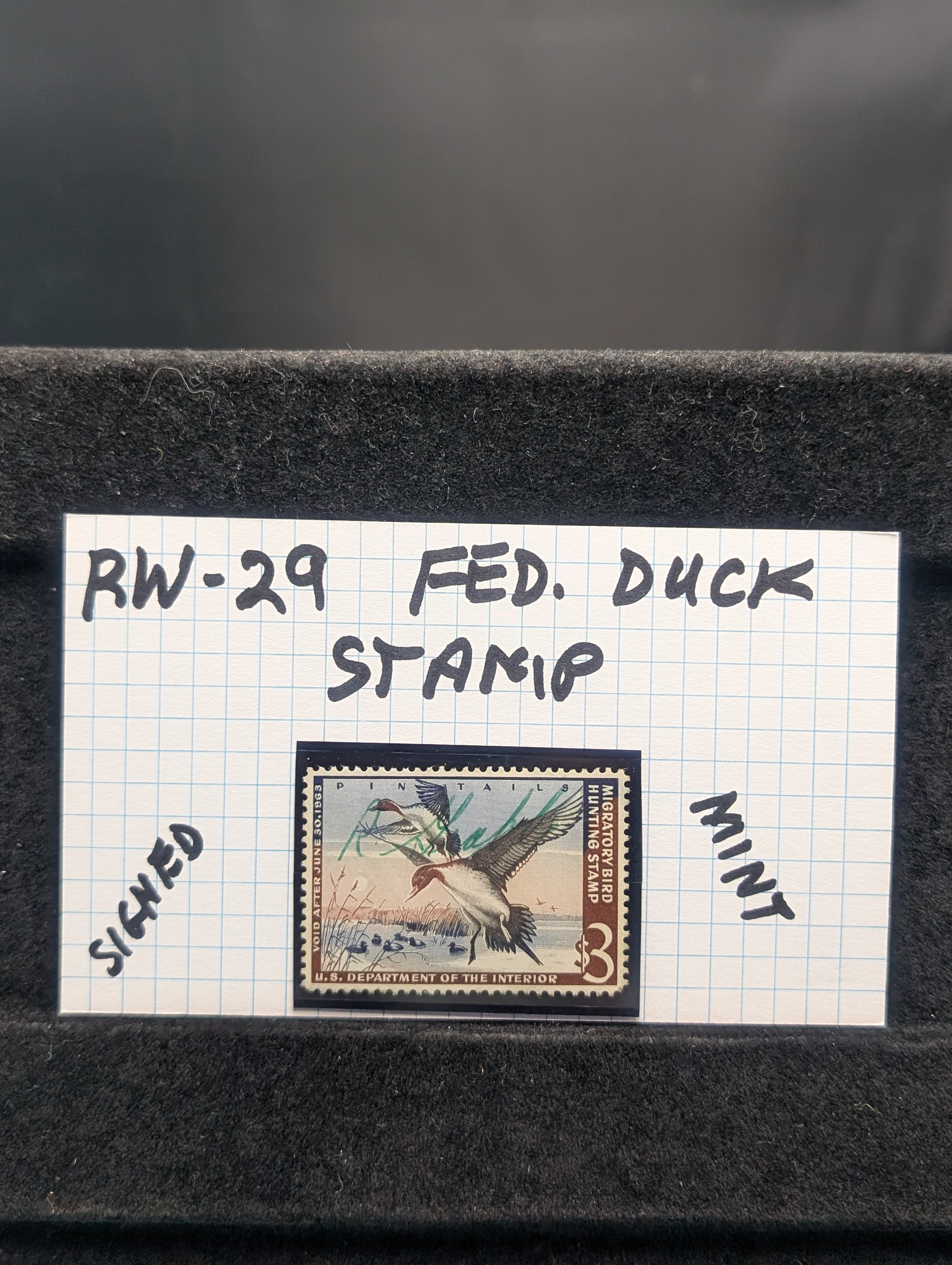 1962 Dept. of Interior Duck Stamp, RW-29, Signed