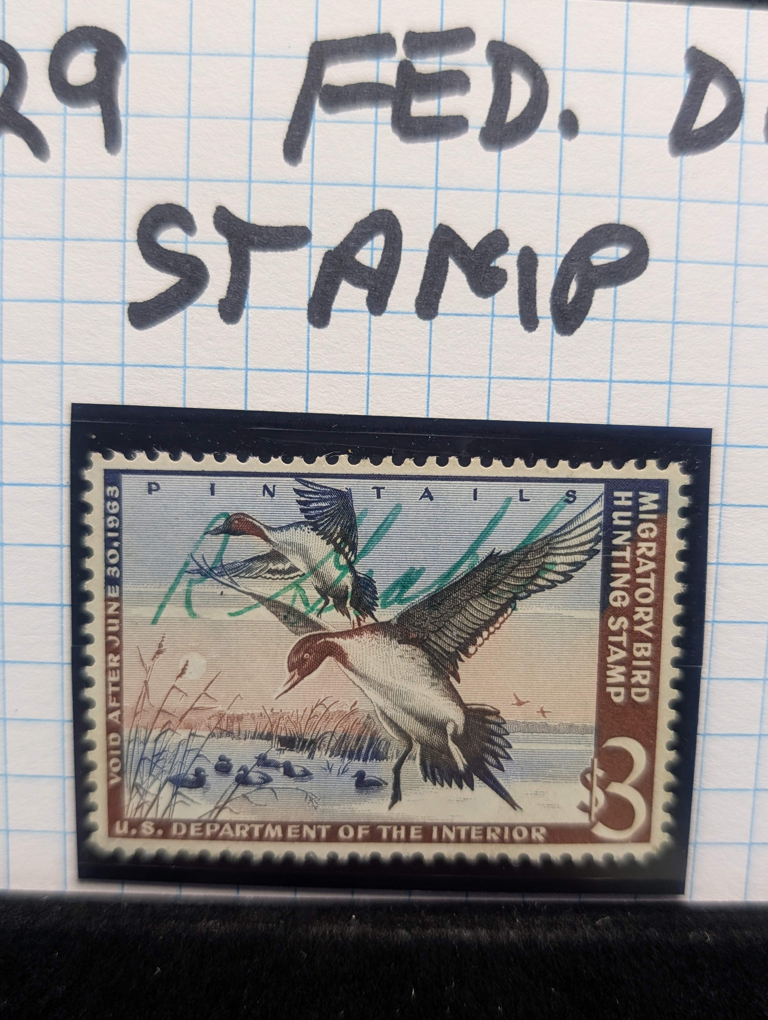 1962 Dept. of Interior Duck Stamp, RW-29, Signed