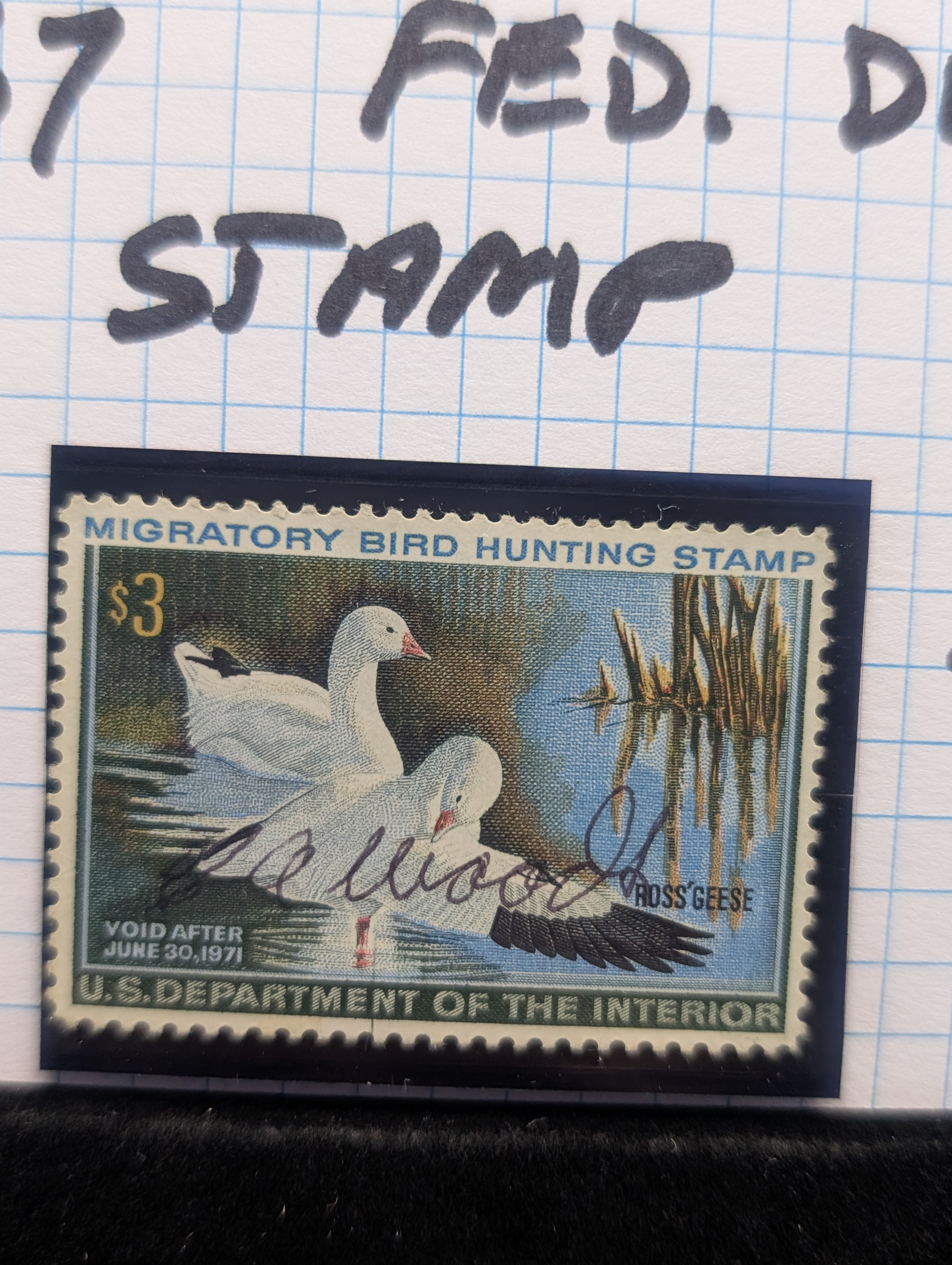 1970 Dept. of Interior Duck Stamp, RW-37, Signed