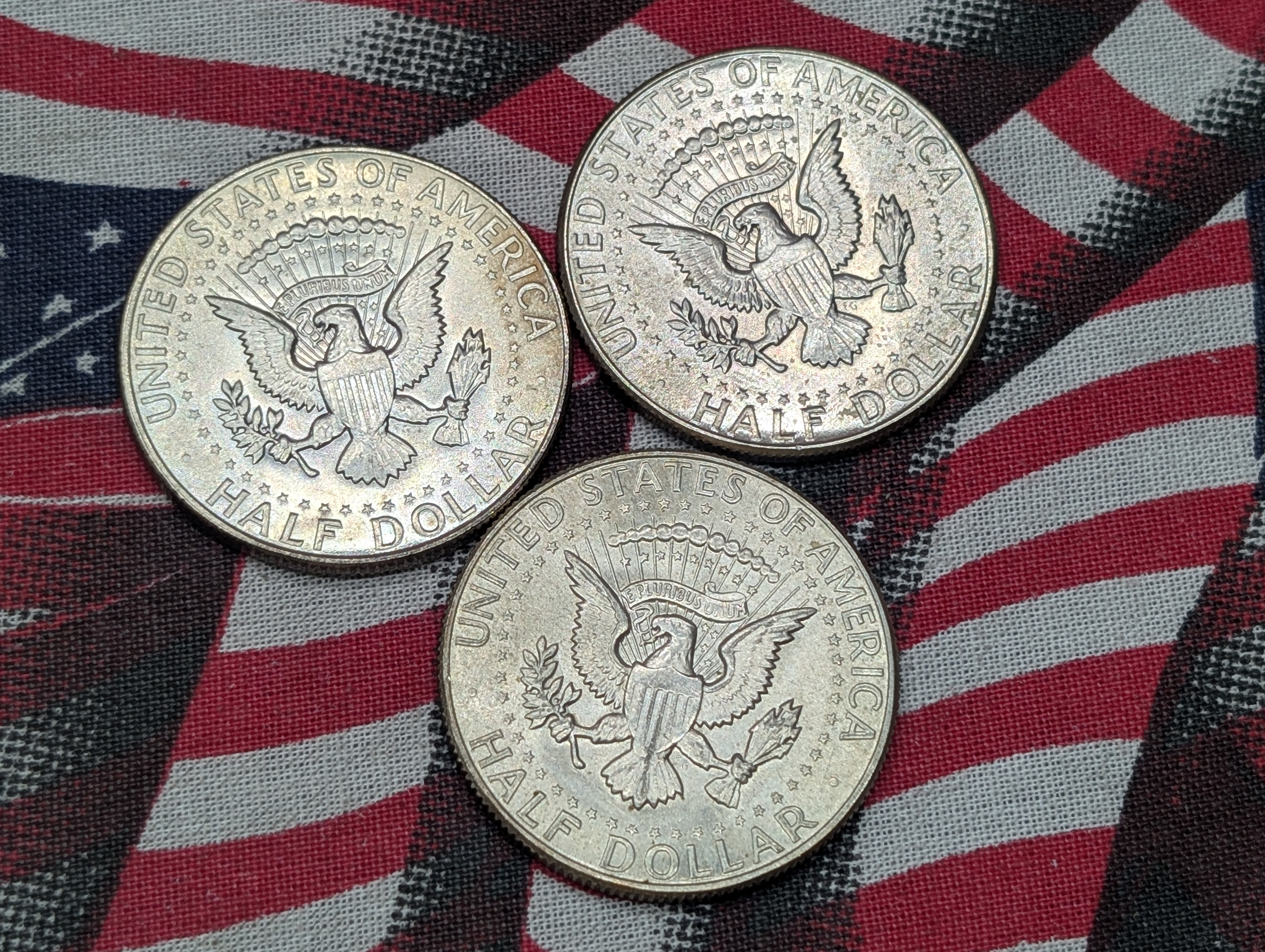 (3) 1967 40% Silver Kennedy Half Dollars