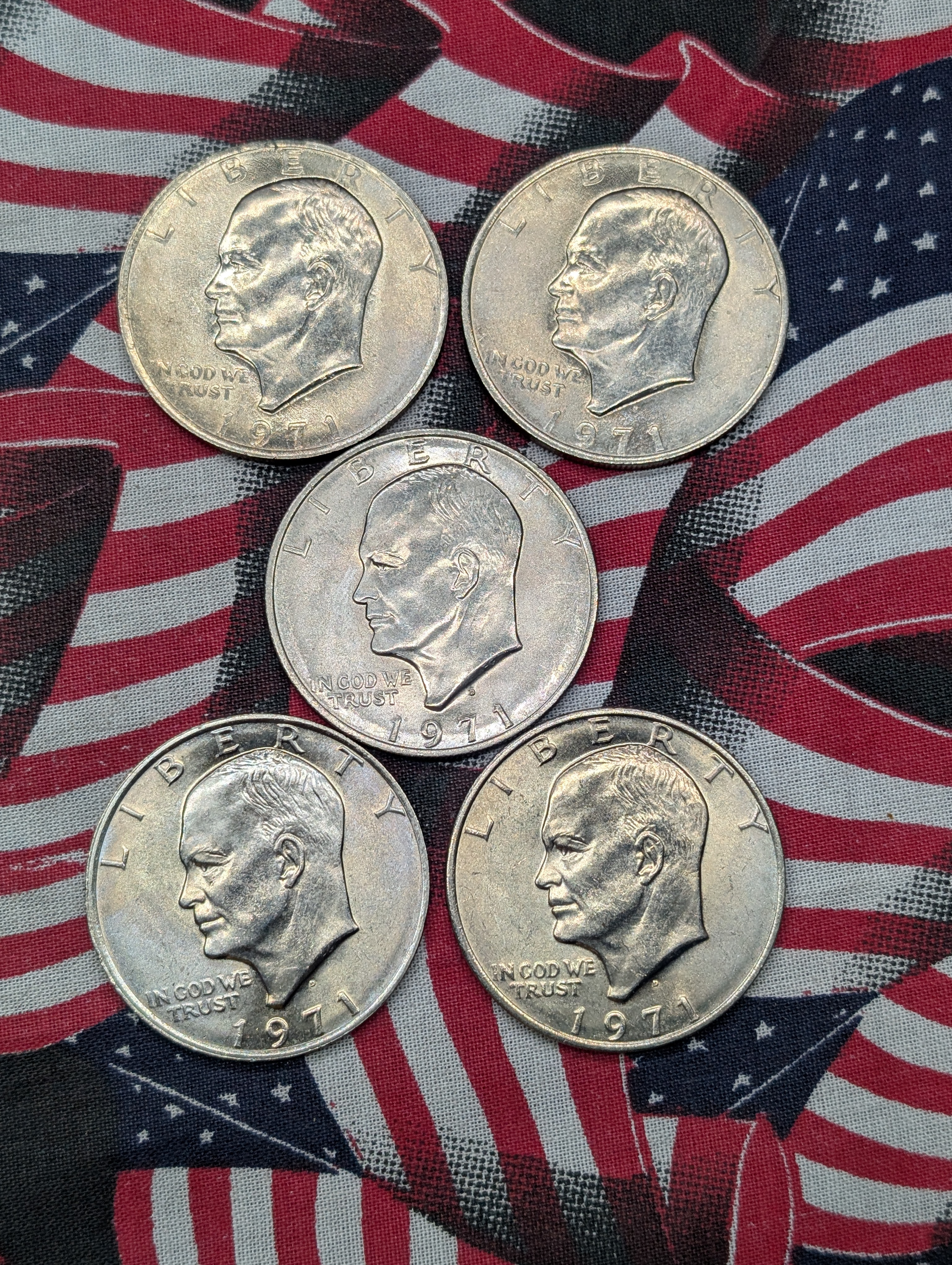 (5) 1971-D Eisenhower Dollars