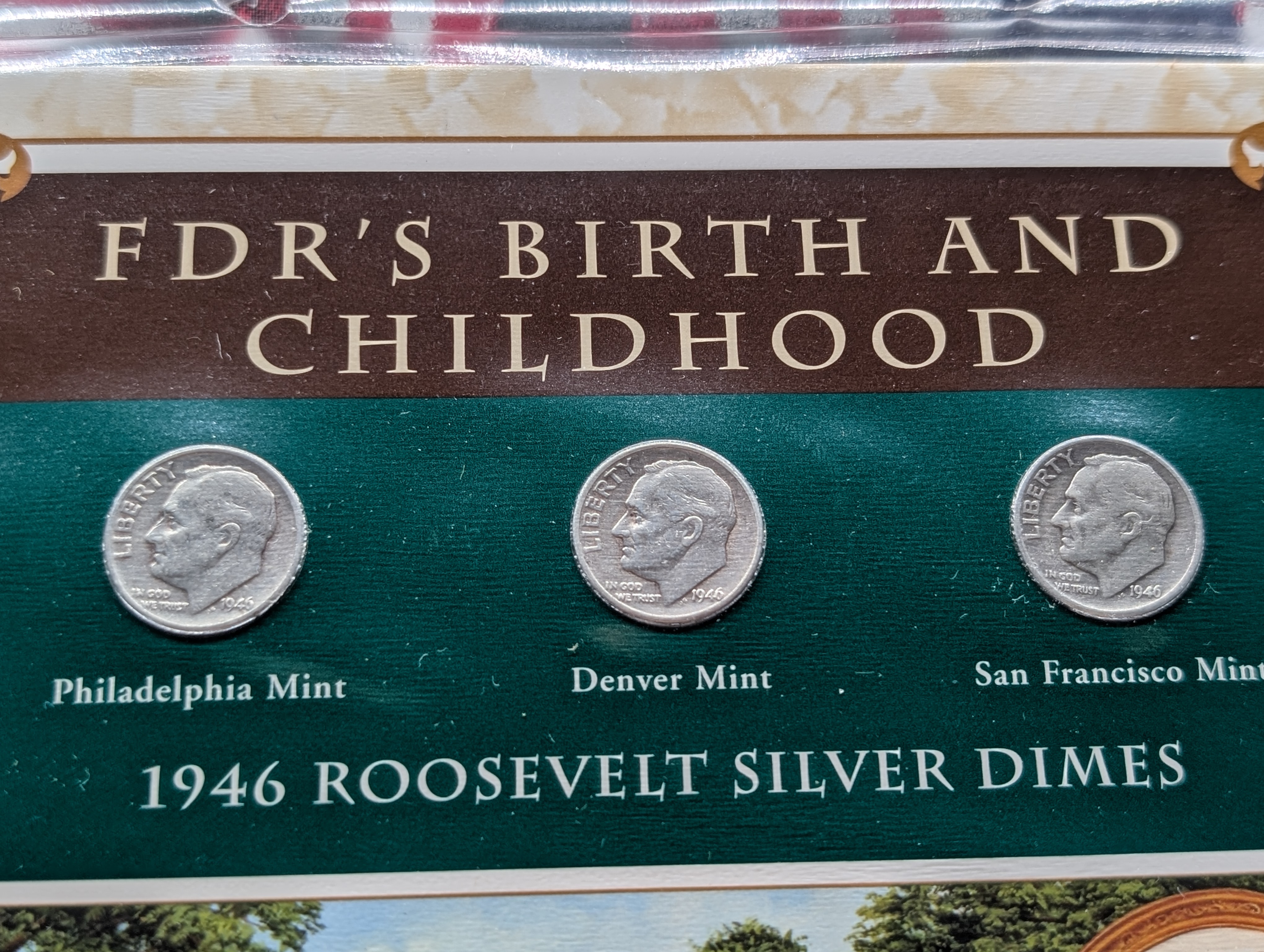 1946 P, D, & S Silver Roosevelt Dimes with Stamp in Binder Sleeve Display - All Are 90% Silver