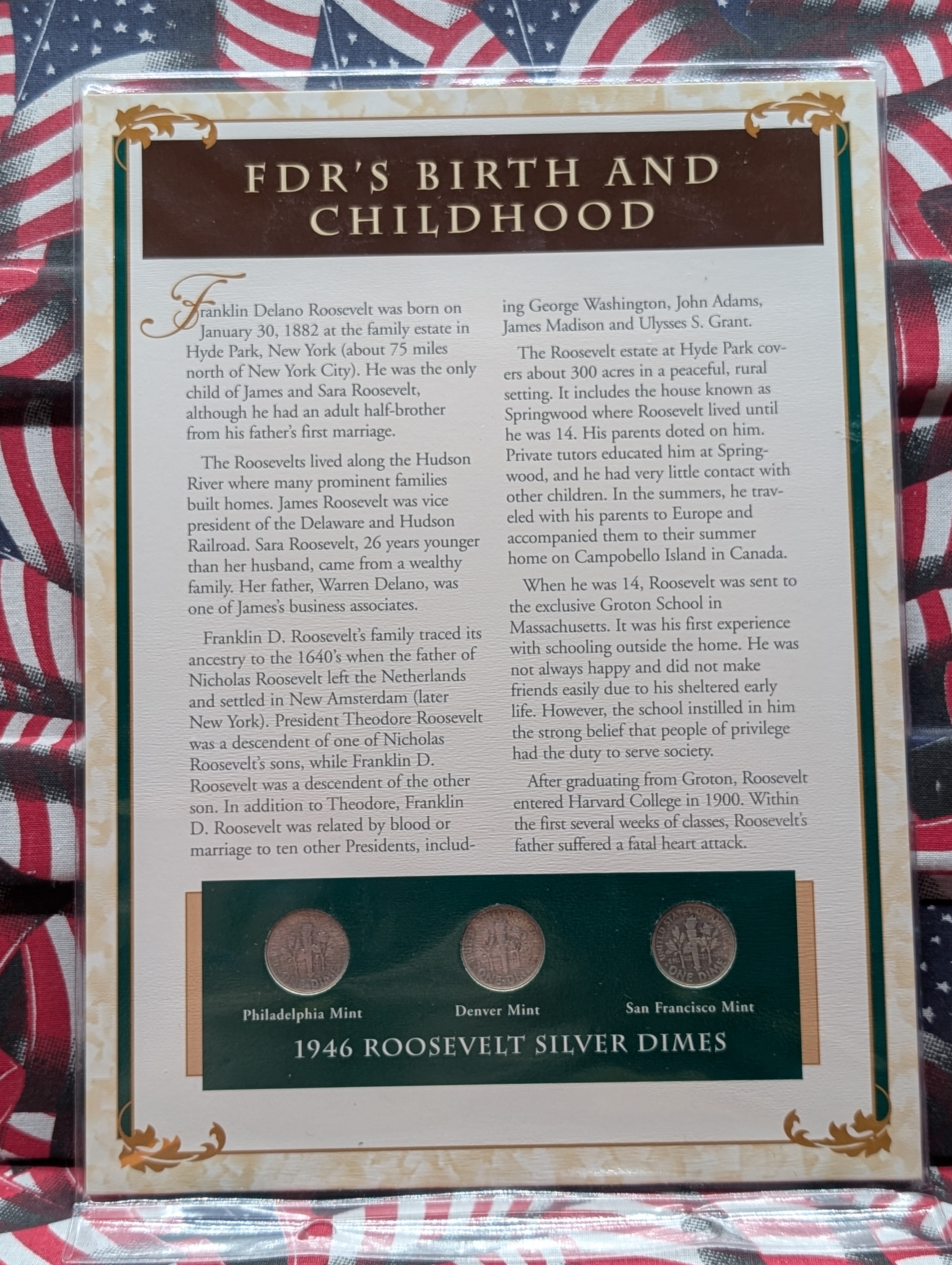 1946 P, D, & S Silver Roosevelt Dimes with Stamp in Binder Sleeve Display - All Are 90% Silver