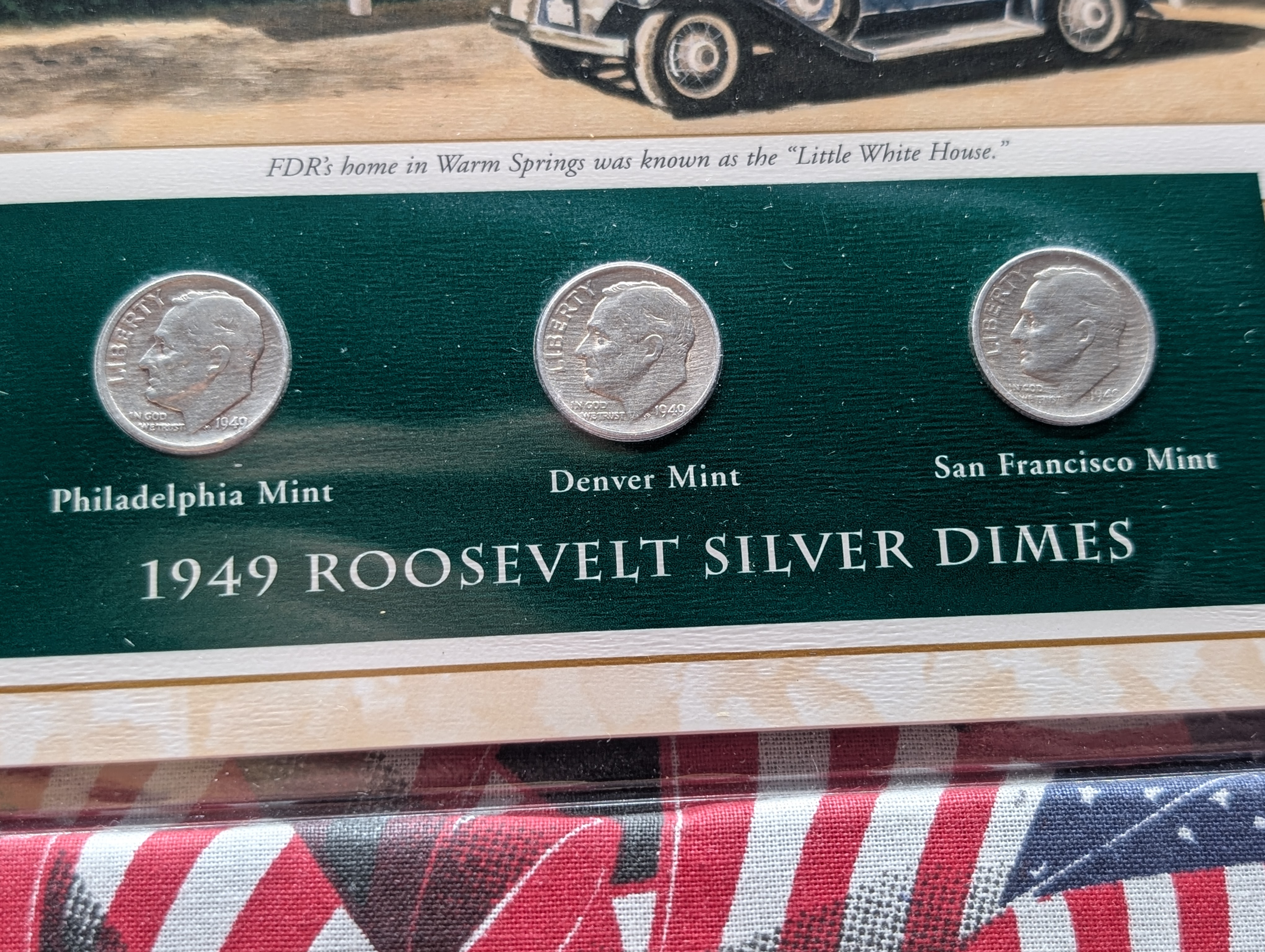 1949 P, D, & S Silver Roosevelt Dimes with Stamp in Binder Sleeve Display - All Are 90% Silver