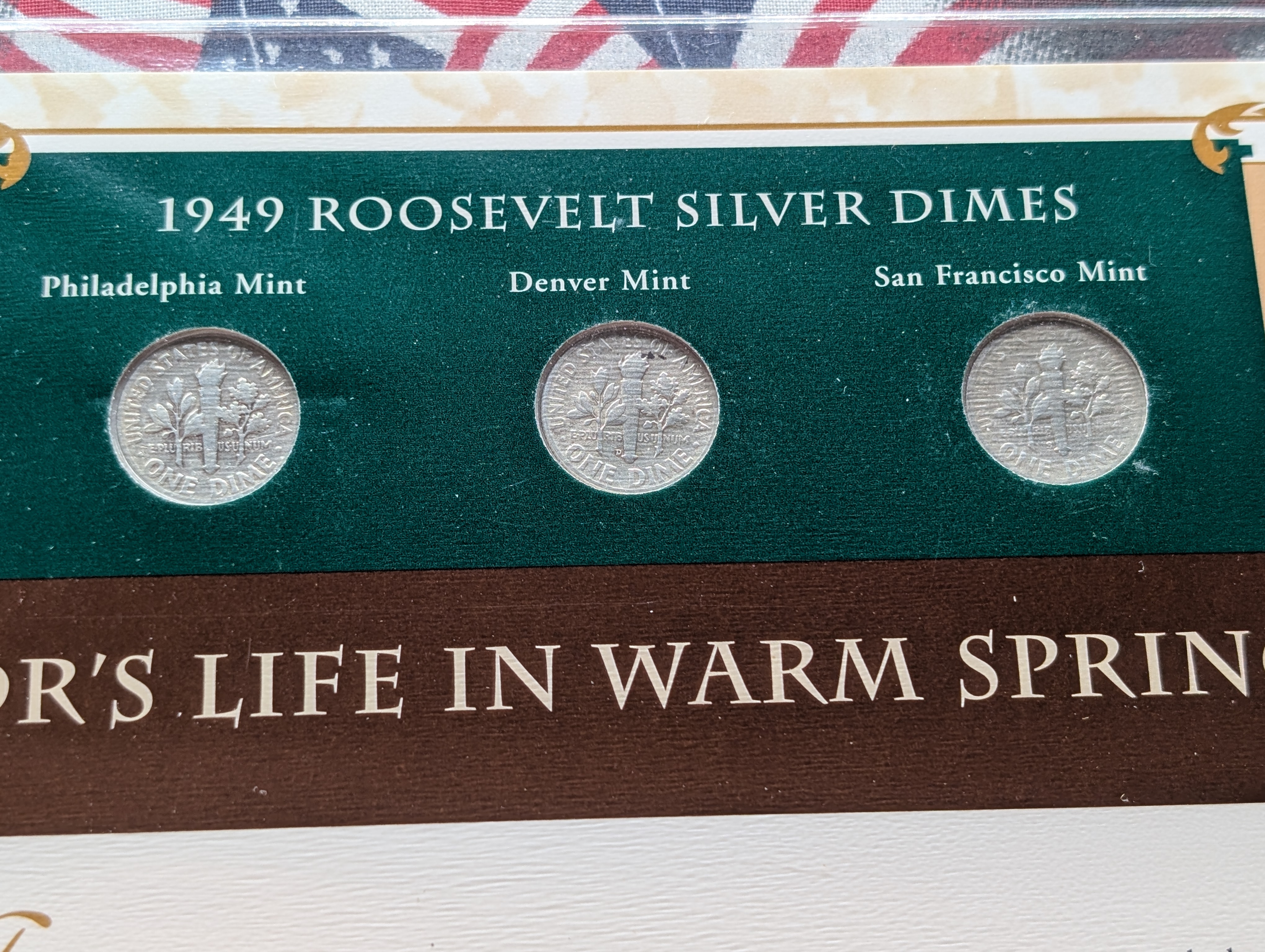 1949 P, D, & S Silver Roosevelt Dimes with Stamp in Binder Sleeve Display - All Are 90% Silver