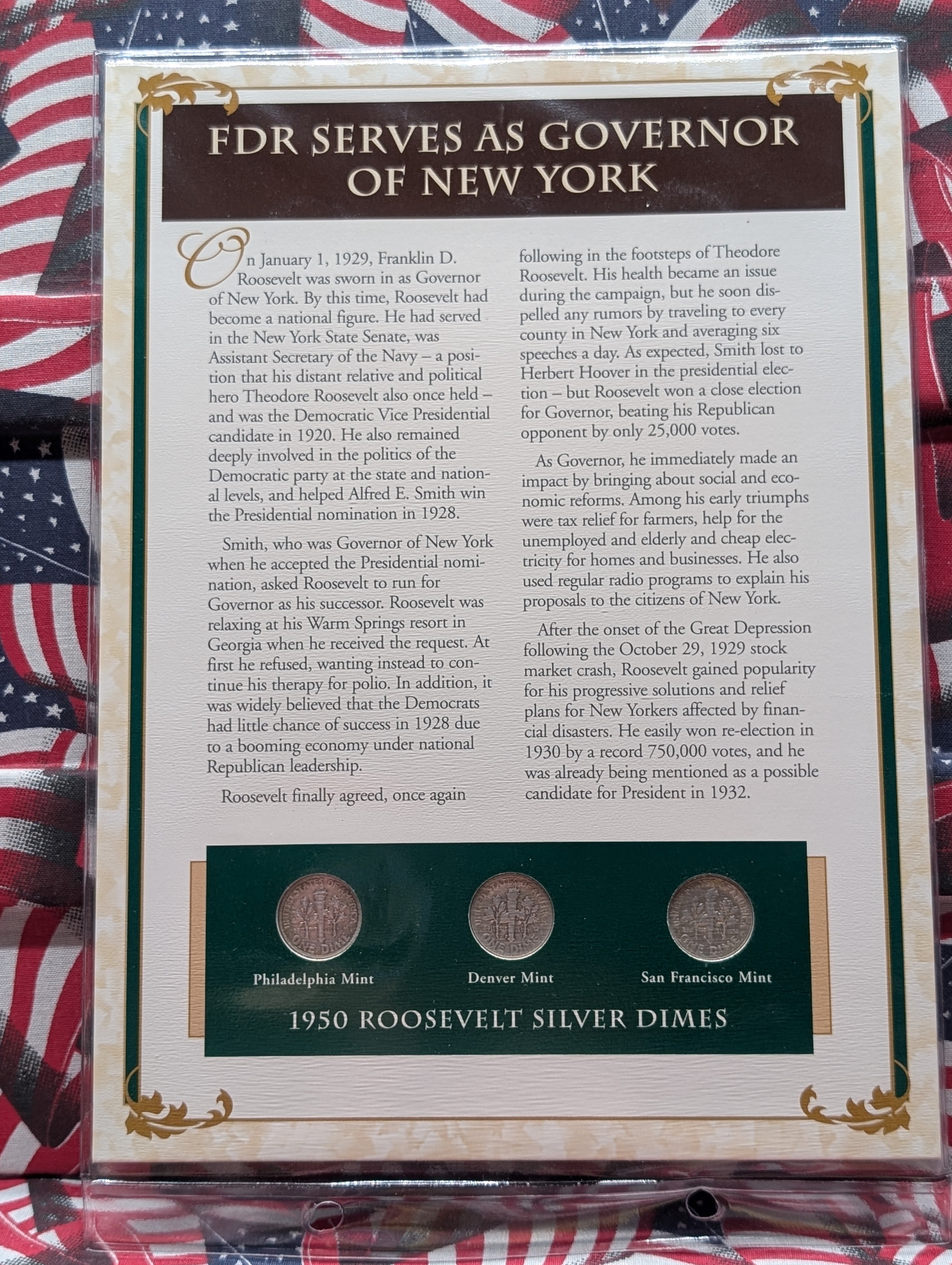 1950 P, D, & S Silver Roosevelt Dimes with Stamp in Binder Sleeve Display - All Are 90% Silver