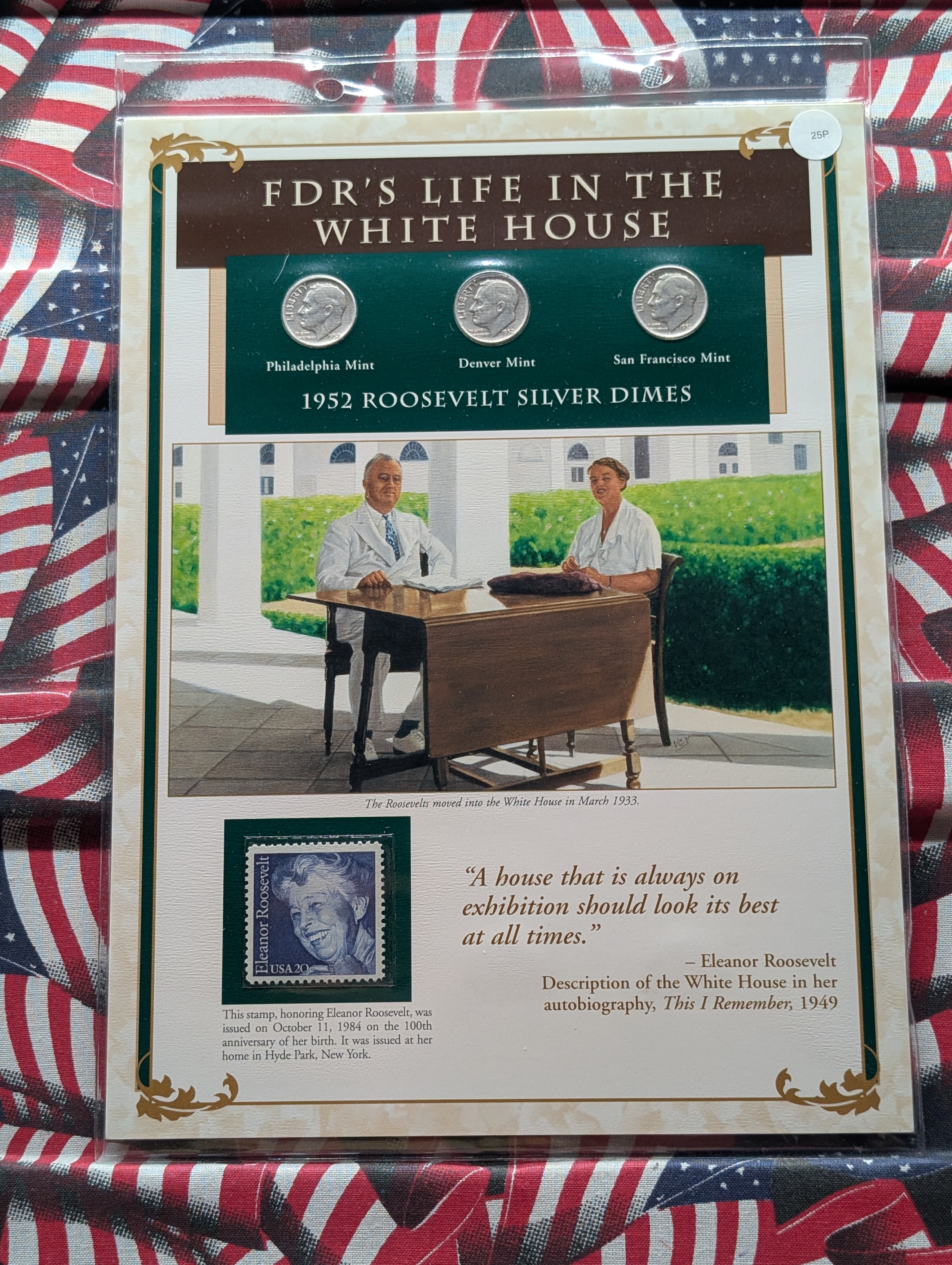 1952 P, D, & S Silver Roosevelt Dimes with Stamp in Binder Sleeve Display - All Are 90% Silver
