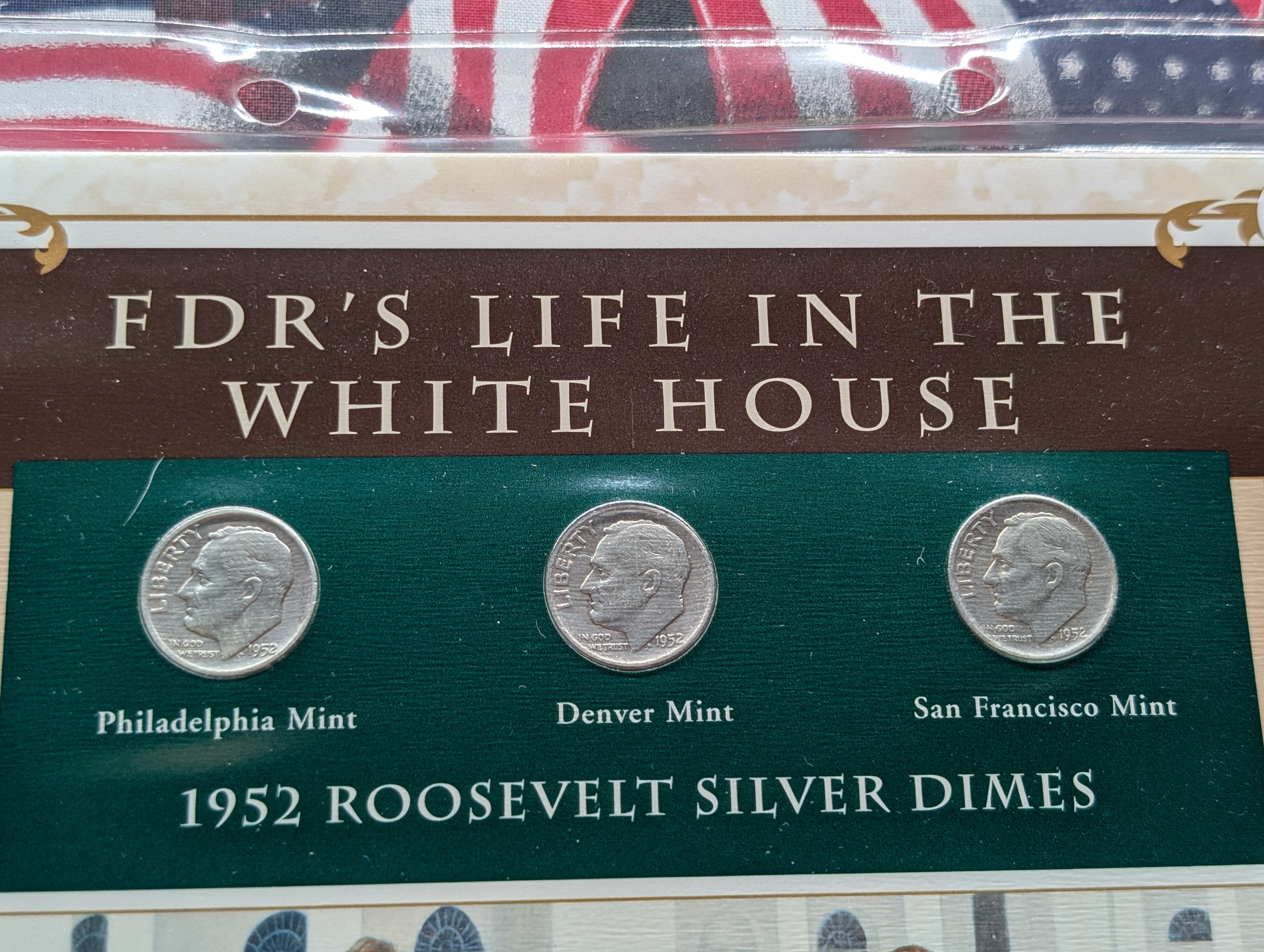 1952 P, D, & S Silver Roosevelt Dimes with Stamp in Binder Sleeve Display - All Are 90% Silver
