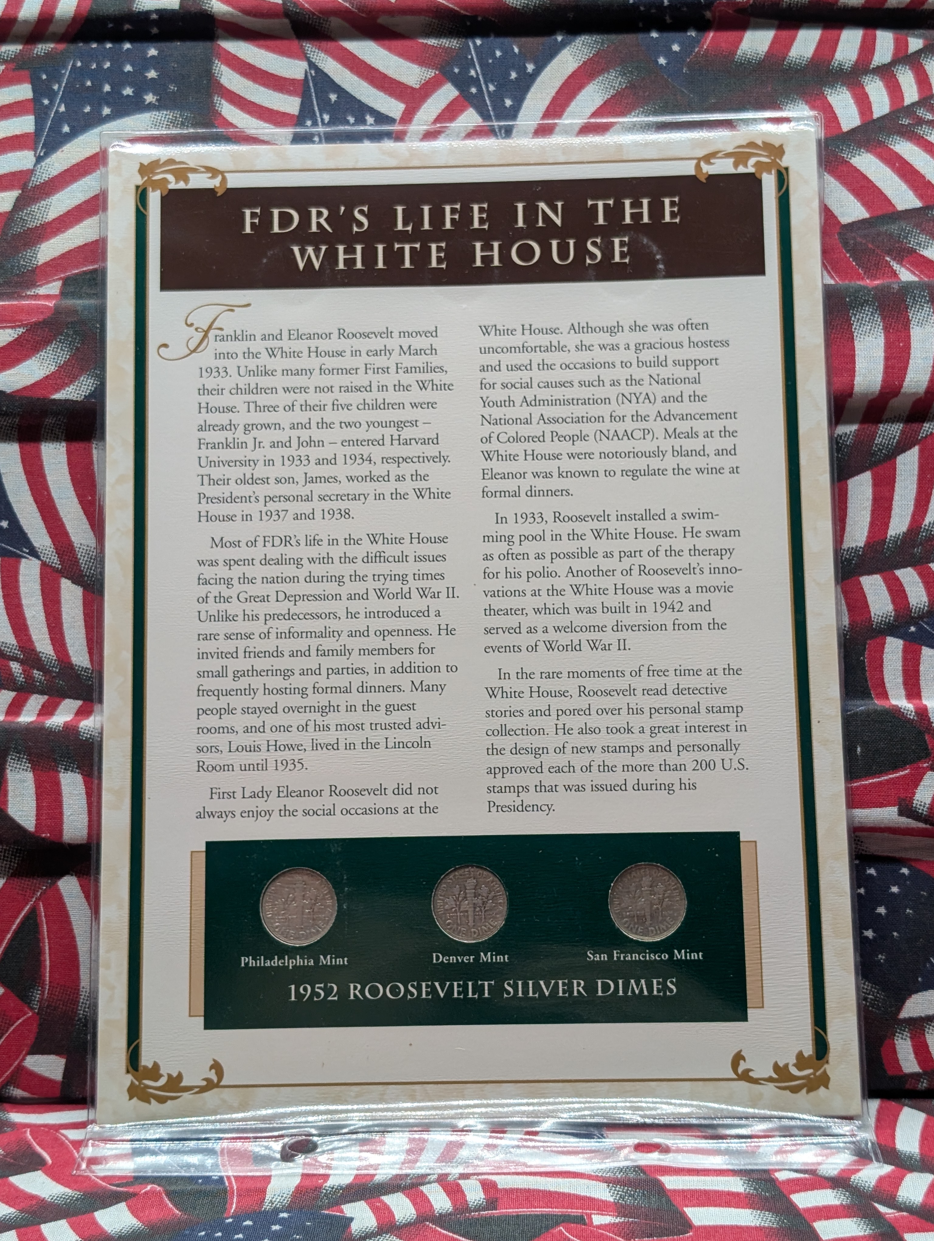 1952 P, D, & S Silver Roosevelt Dimes with Stamp in Binder Sleeve Display - All Are 90% Silver